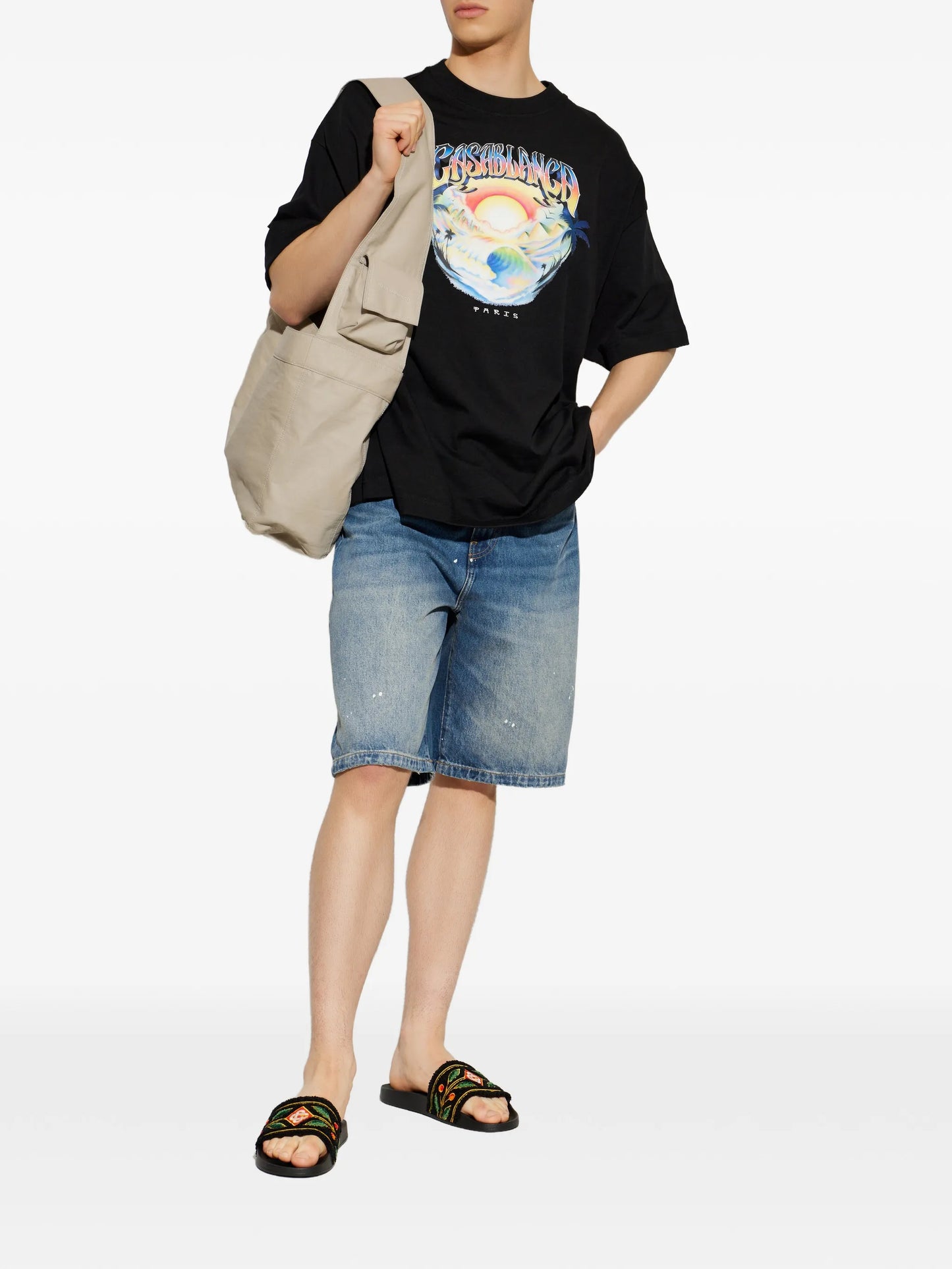 black airspray oversized short sleeve t‑shirt