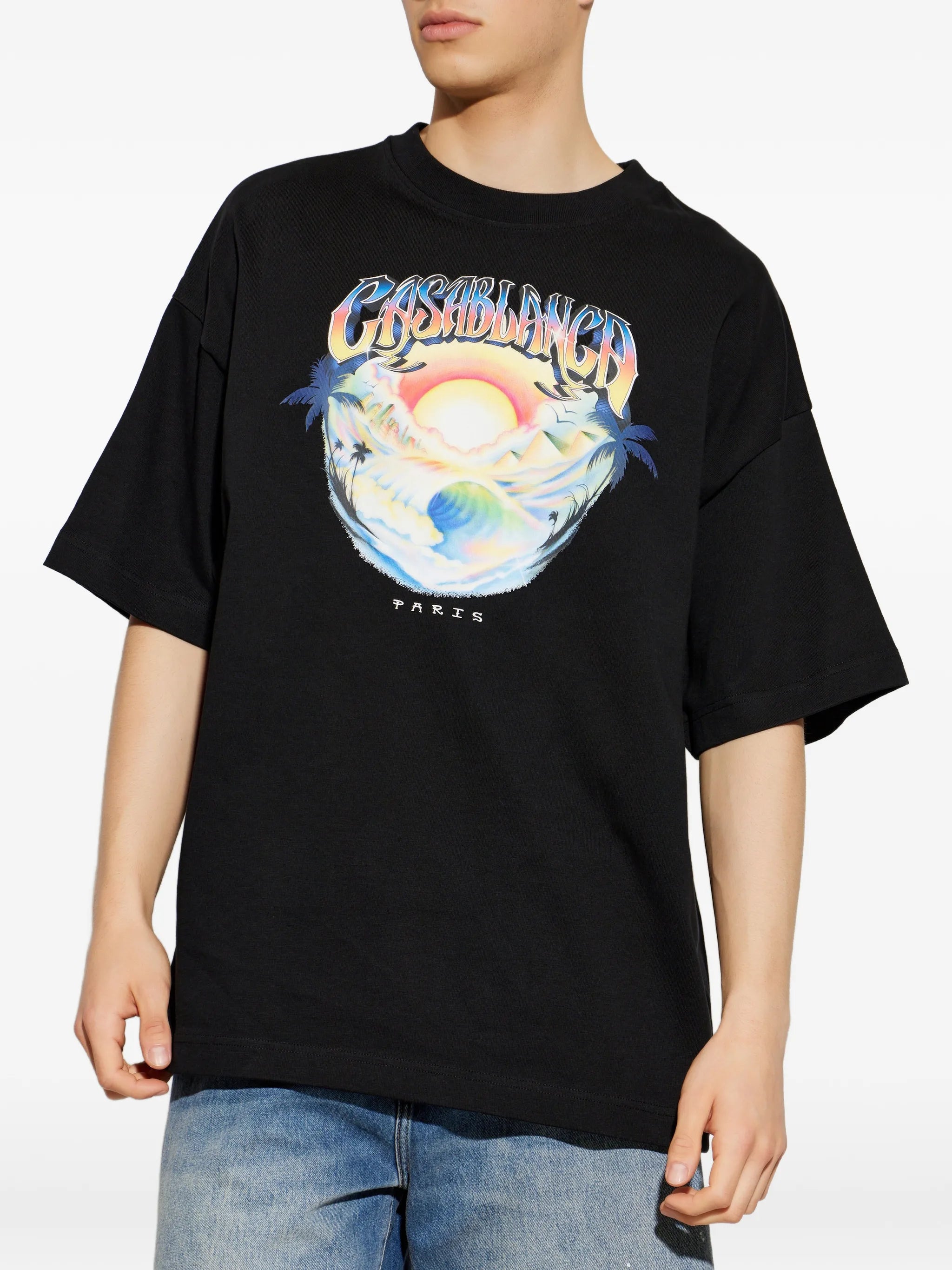 black airspray oversized short sleeve t‑shirt