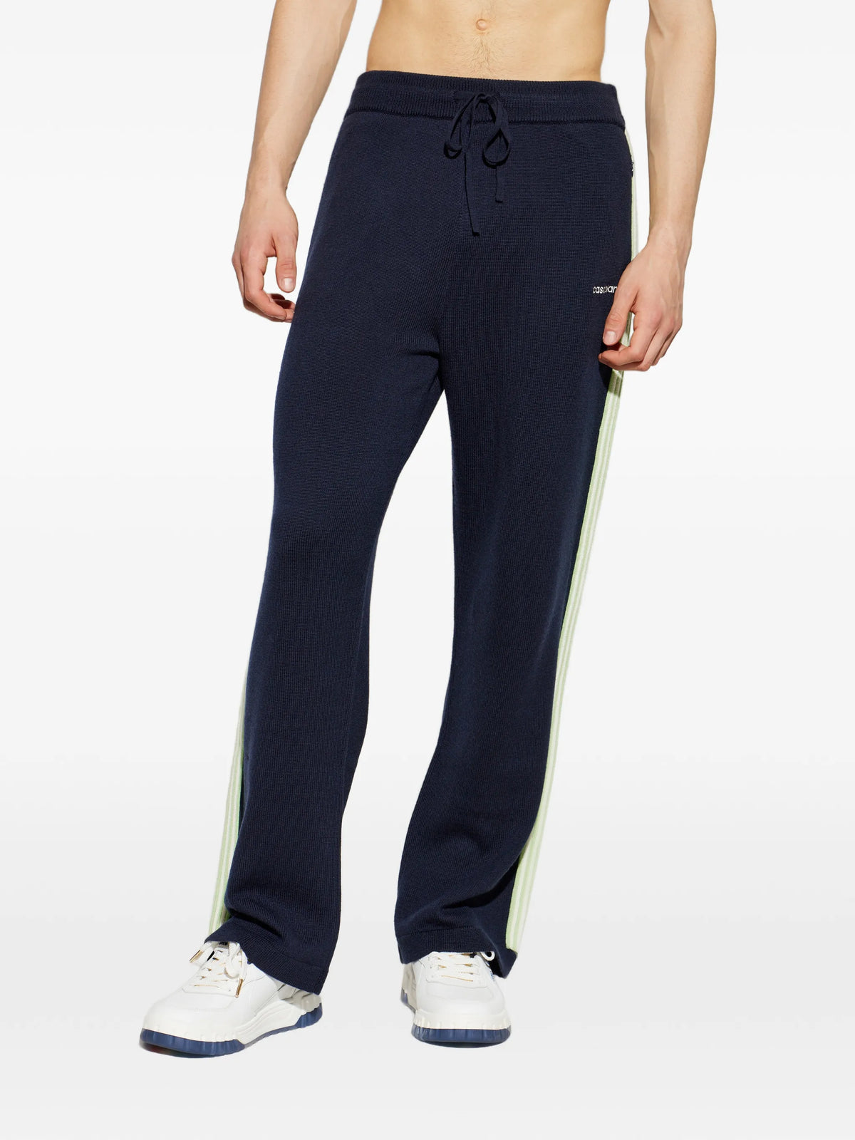 navy merino track trousers