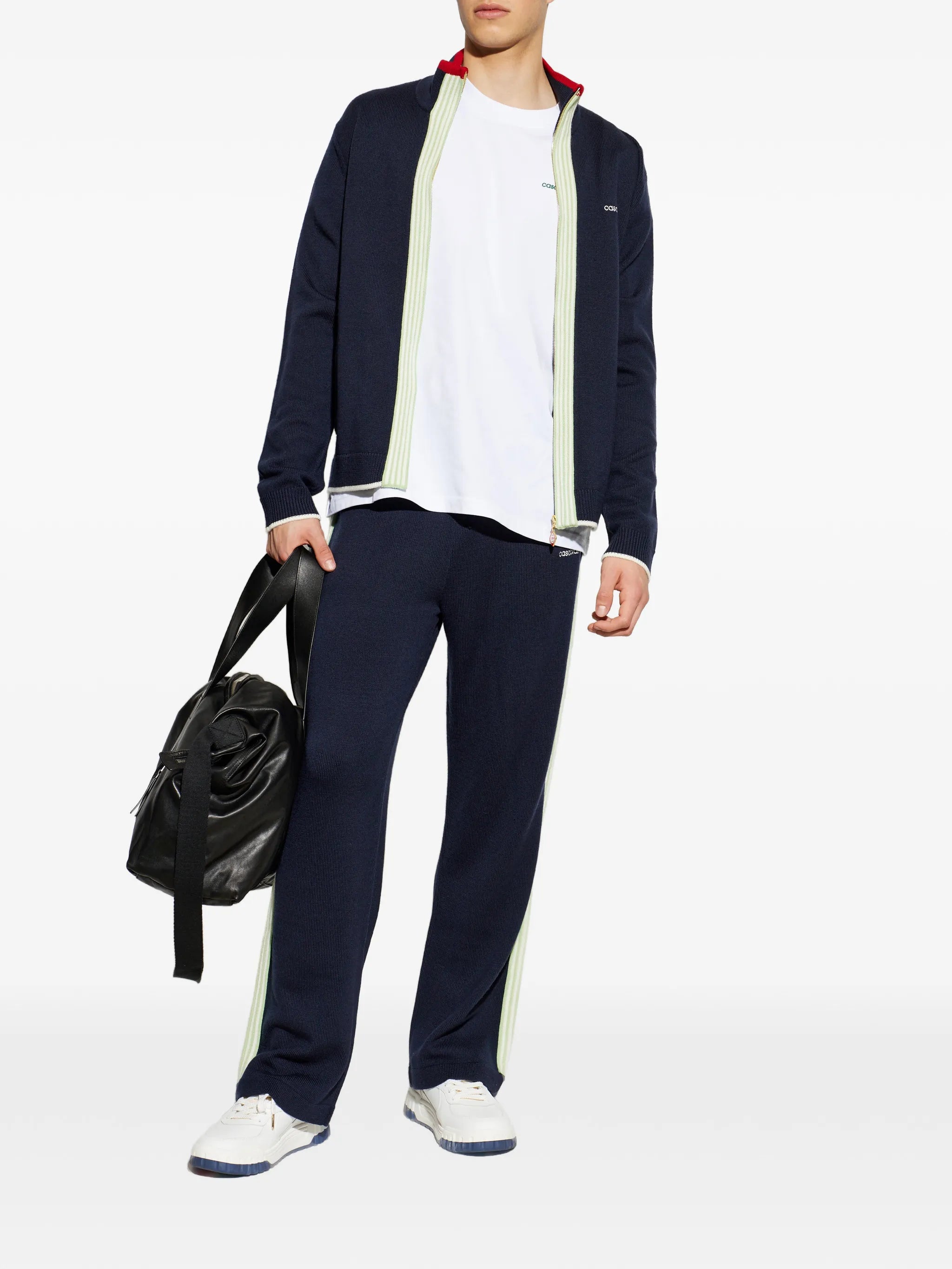 navy merino track trousers