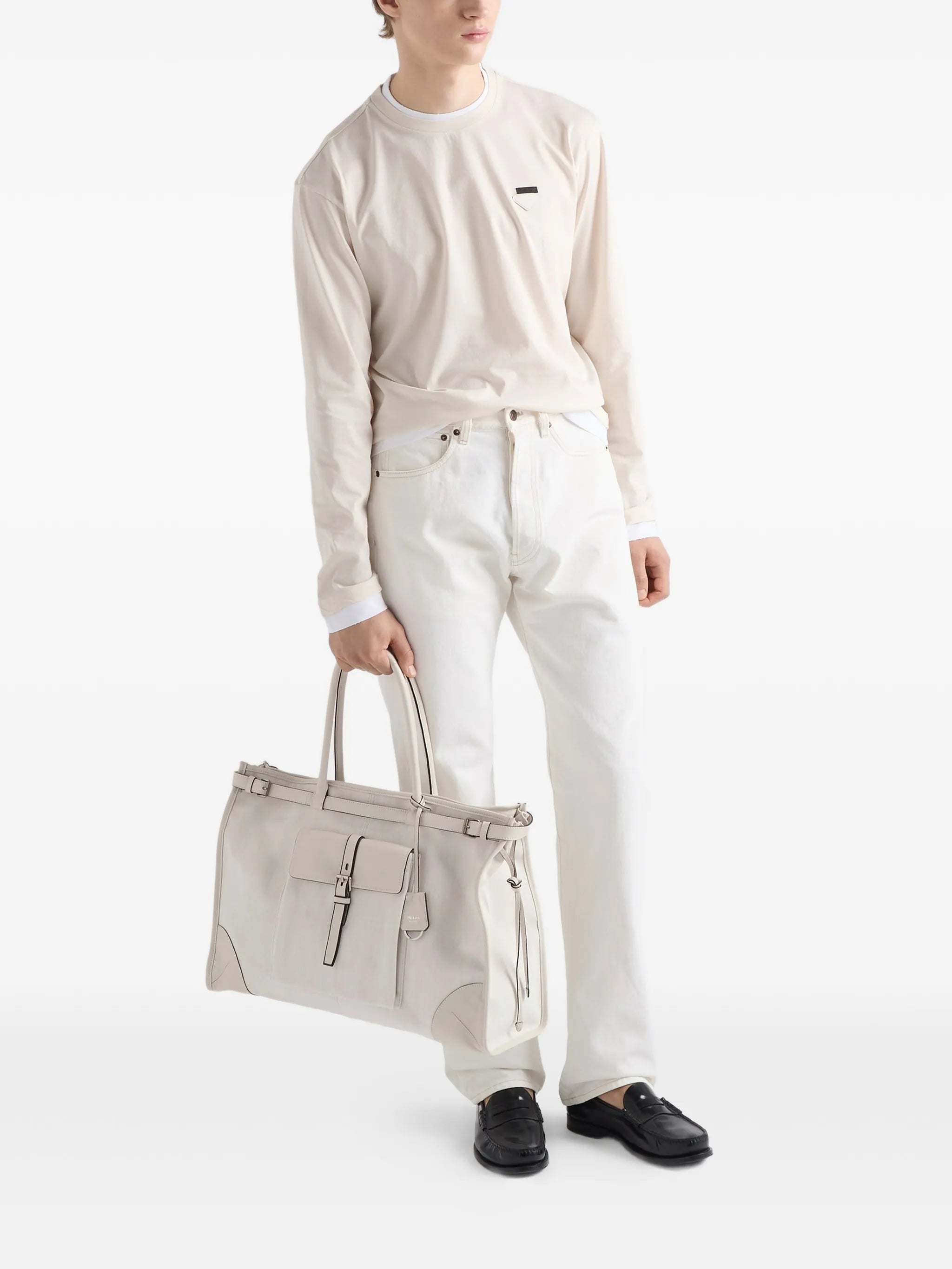 Bonnie denim and leather tote bag