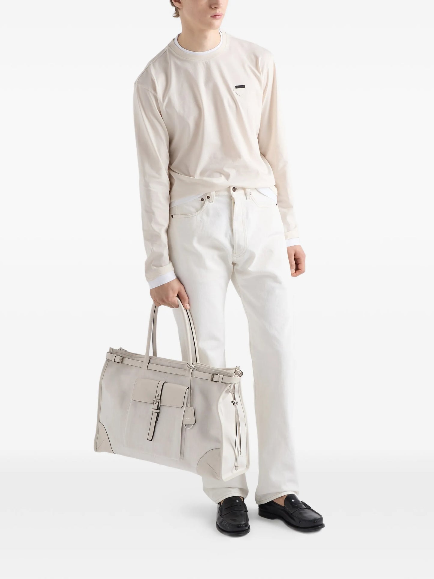 Bonnie denim and leather tote bag