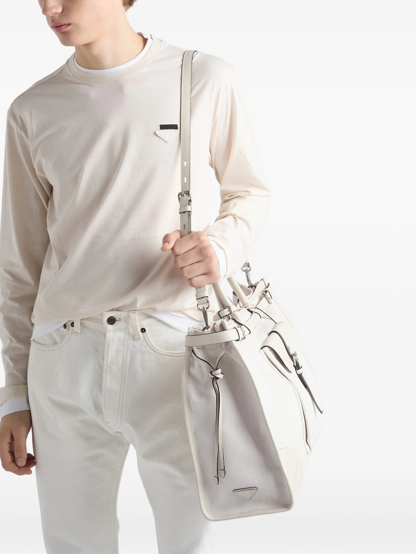Bonnie denim and leather tote bag