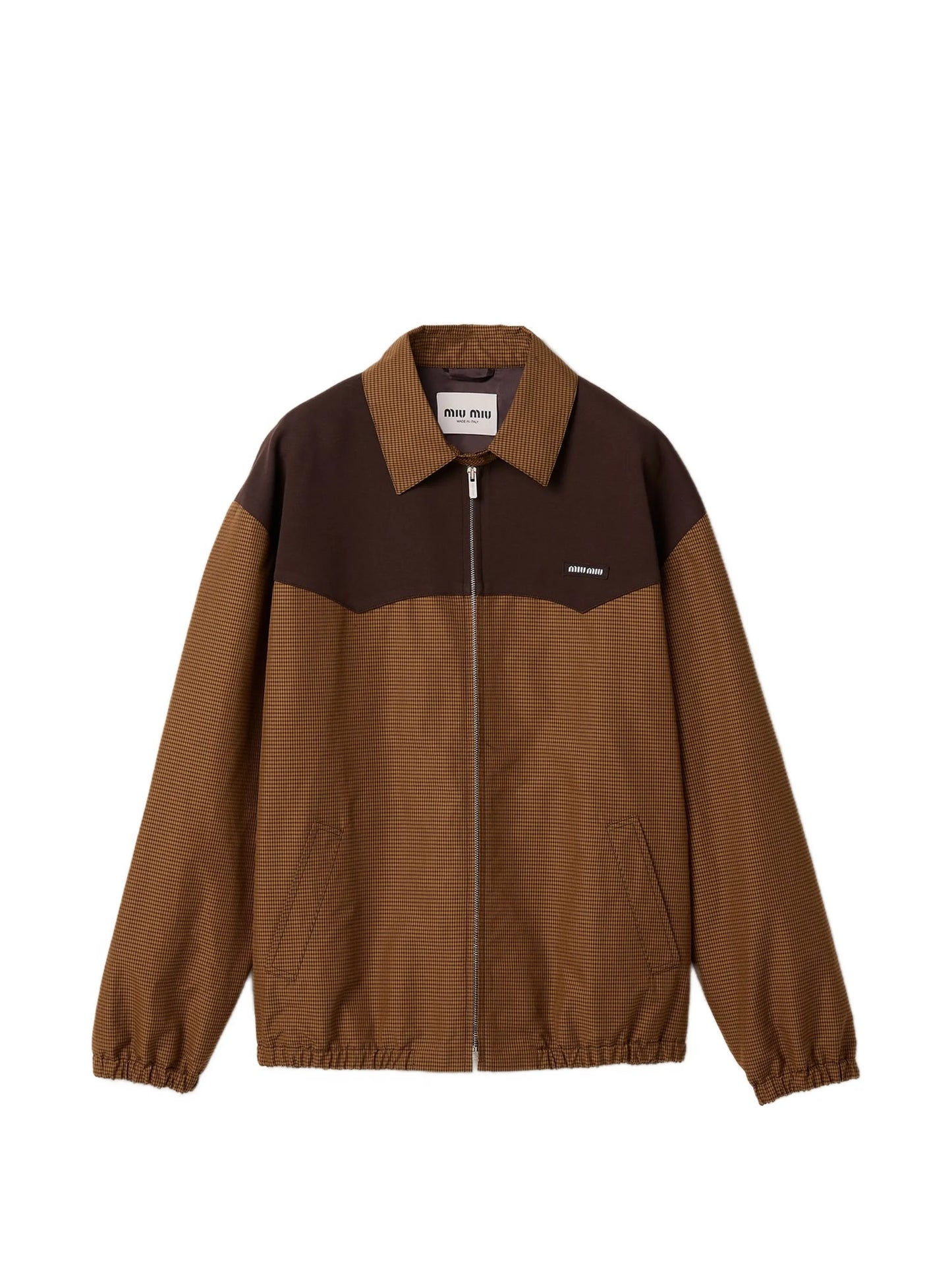 gingham-check blouson jacket