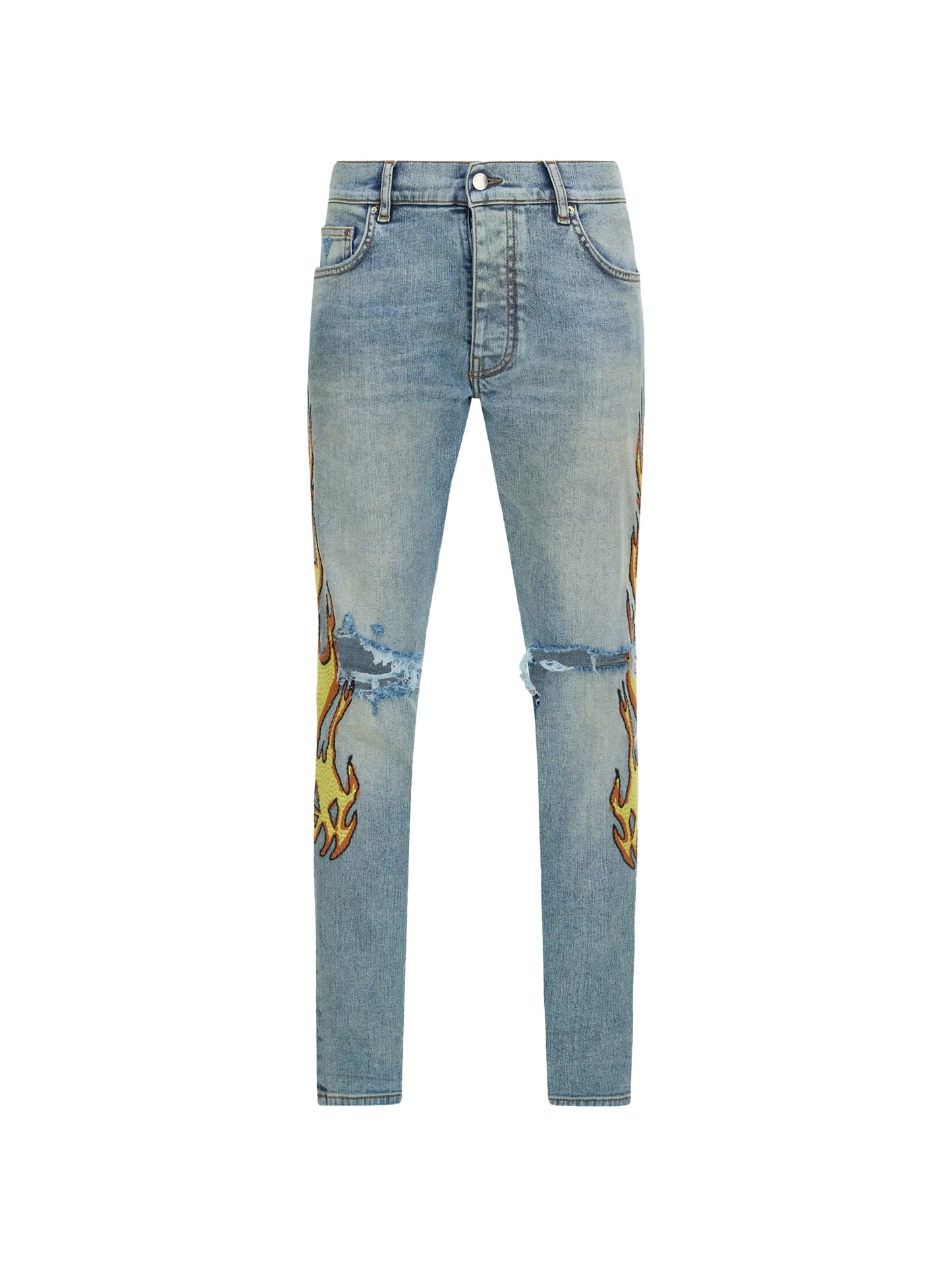 flames emb skinny jeans
