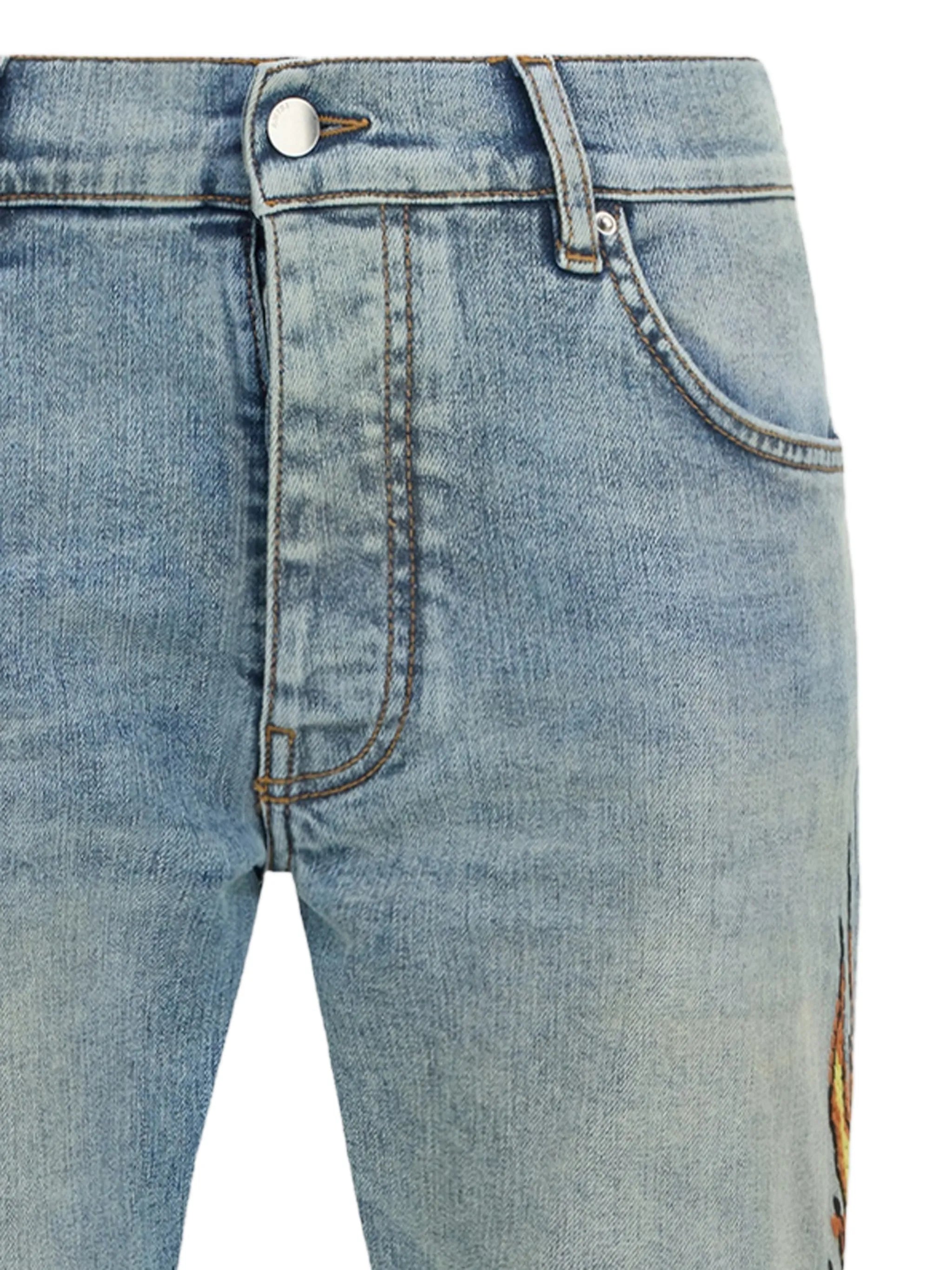 flames emb skinny jeans