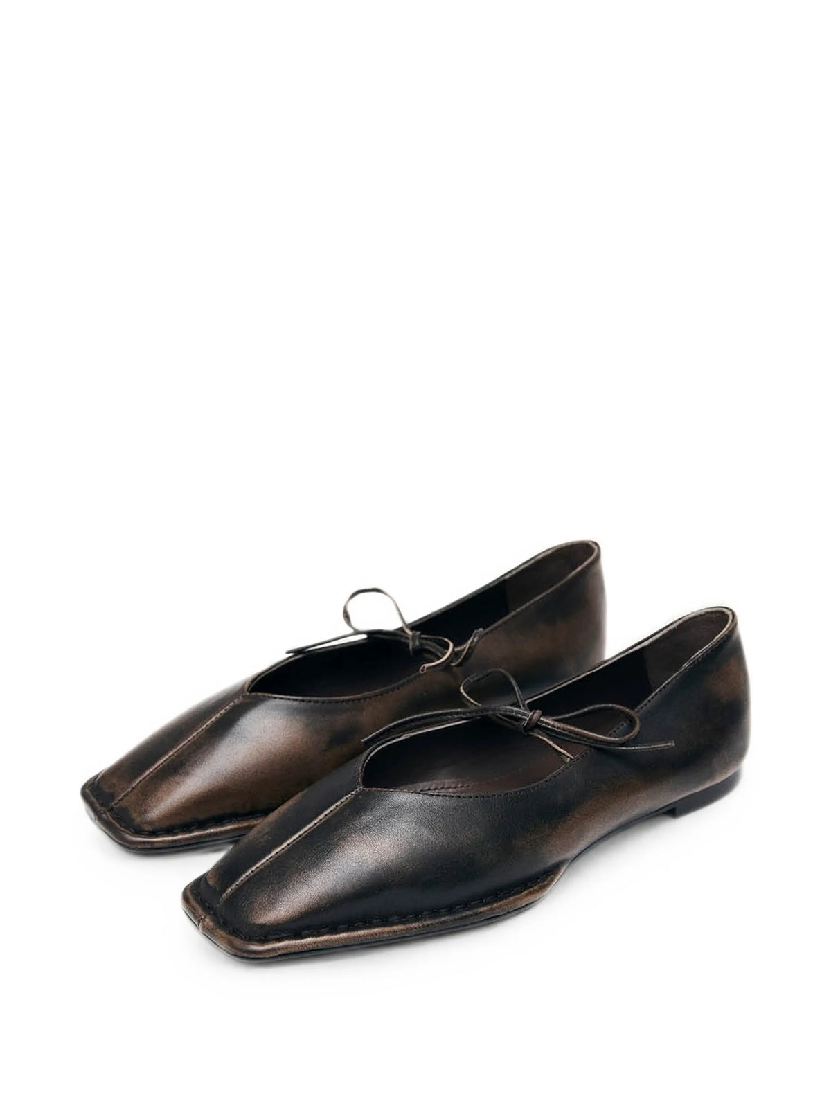 bow-detail square-toe ballet flats