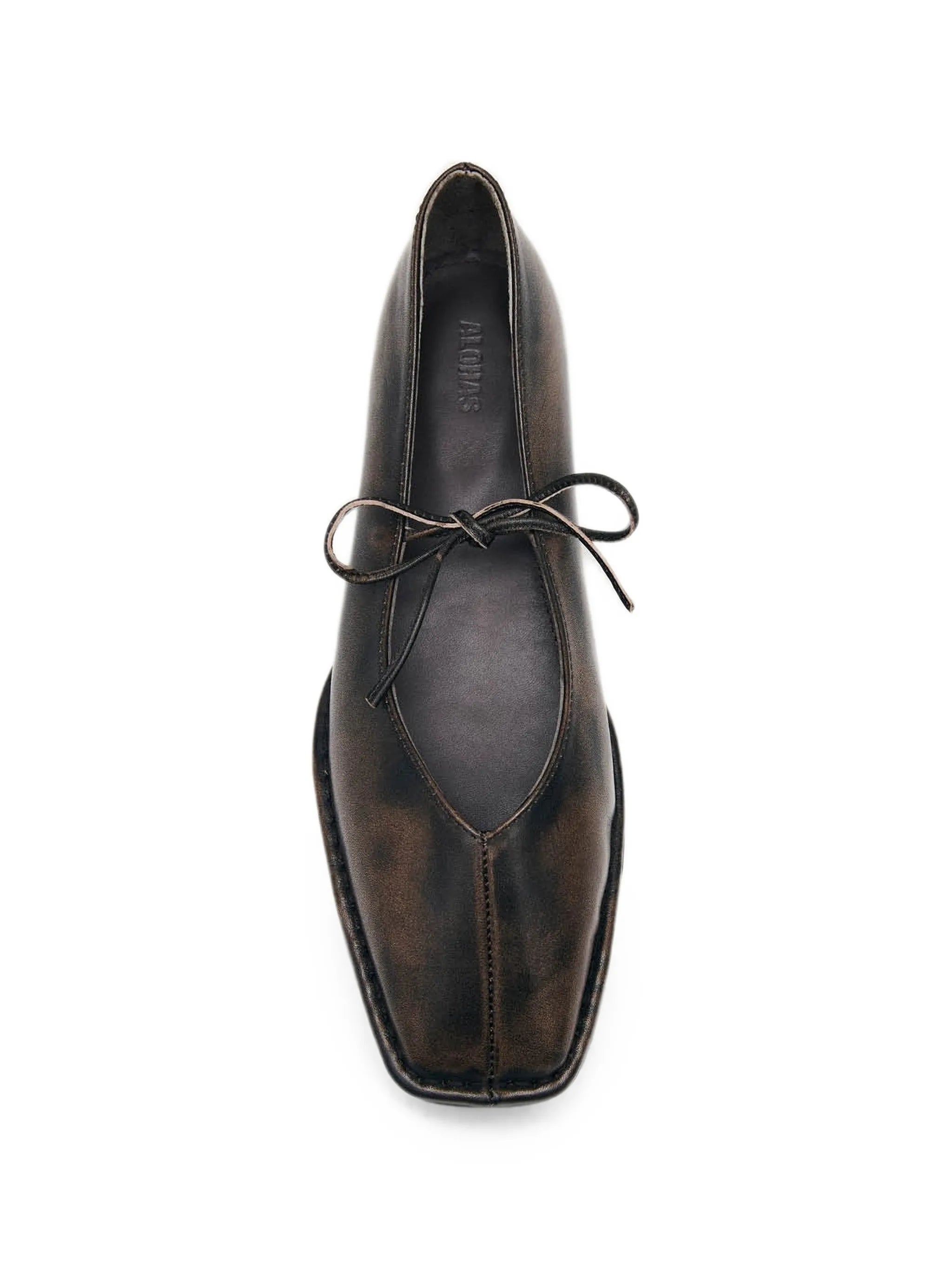 bow-detail square-toe ballet flats