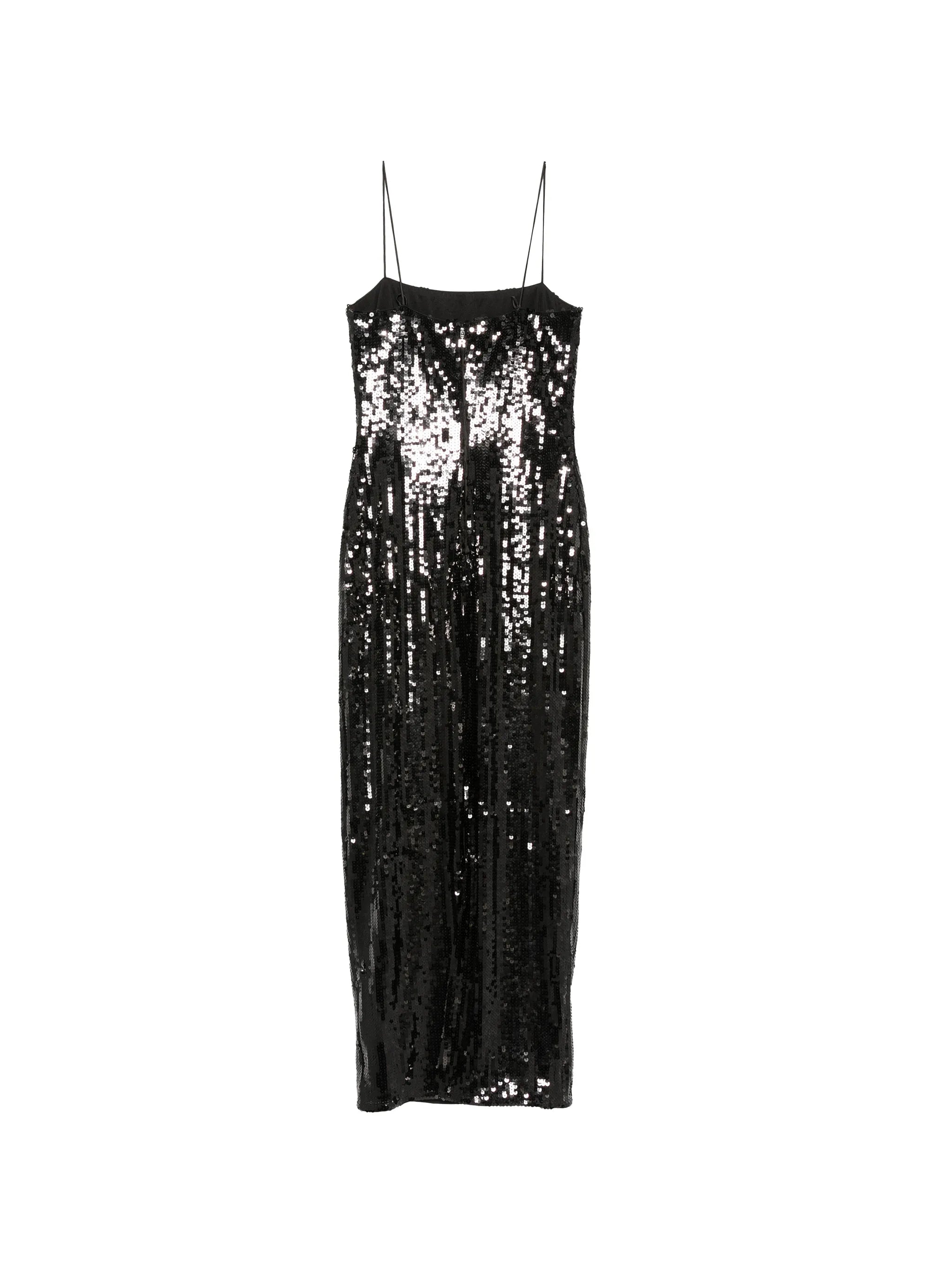 square-neck sequin-embellished midi dress