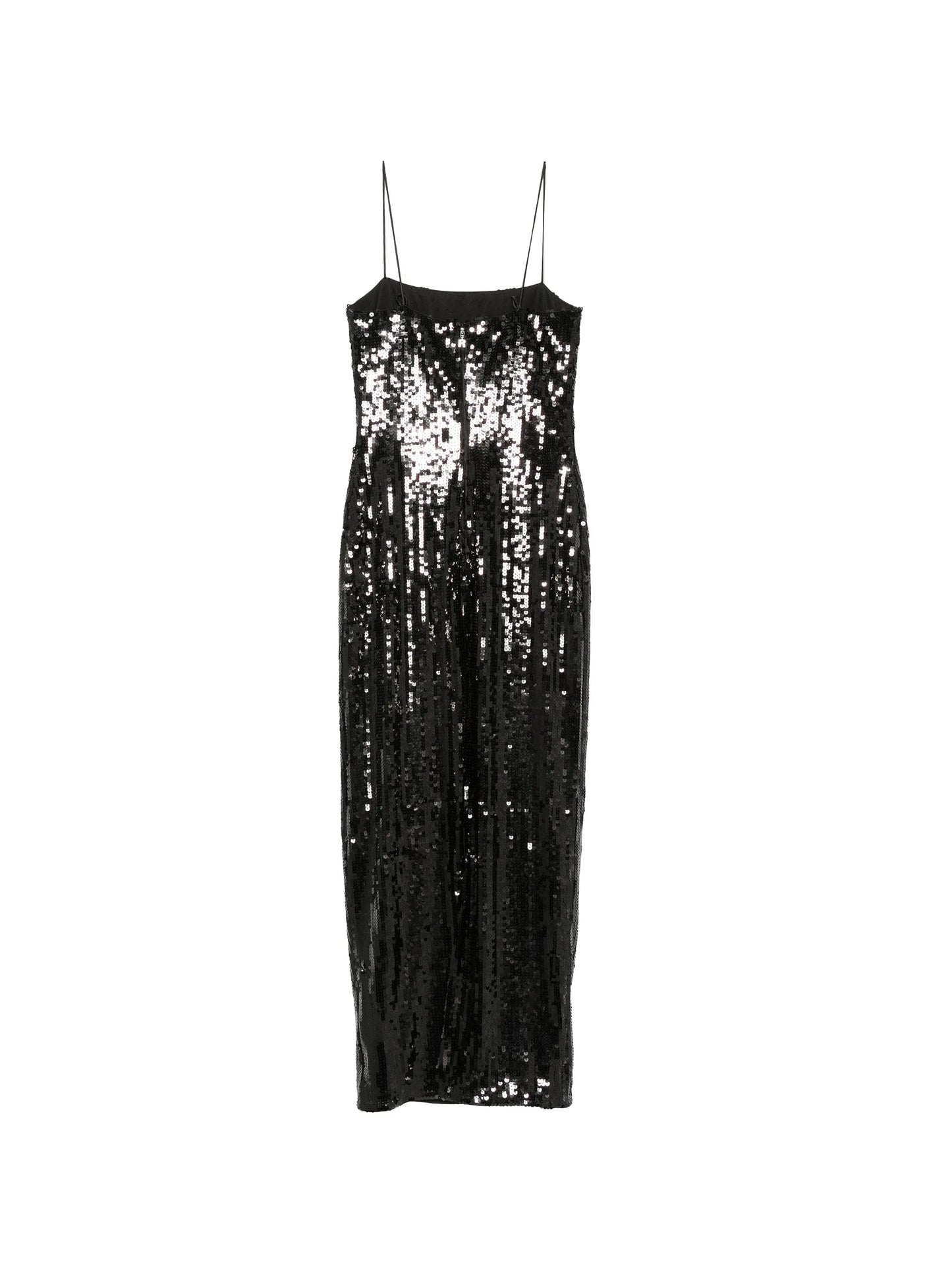square-neck sequin-embellished midi dress