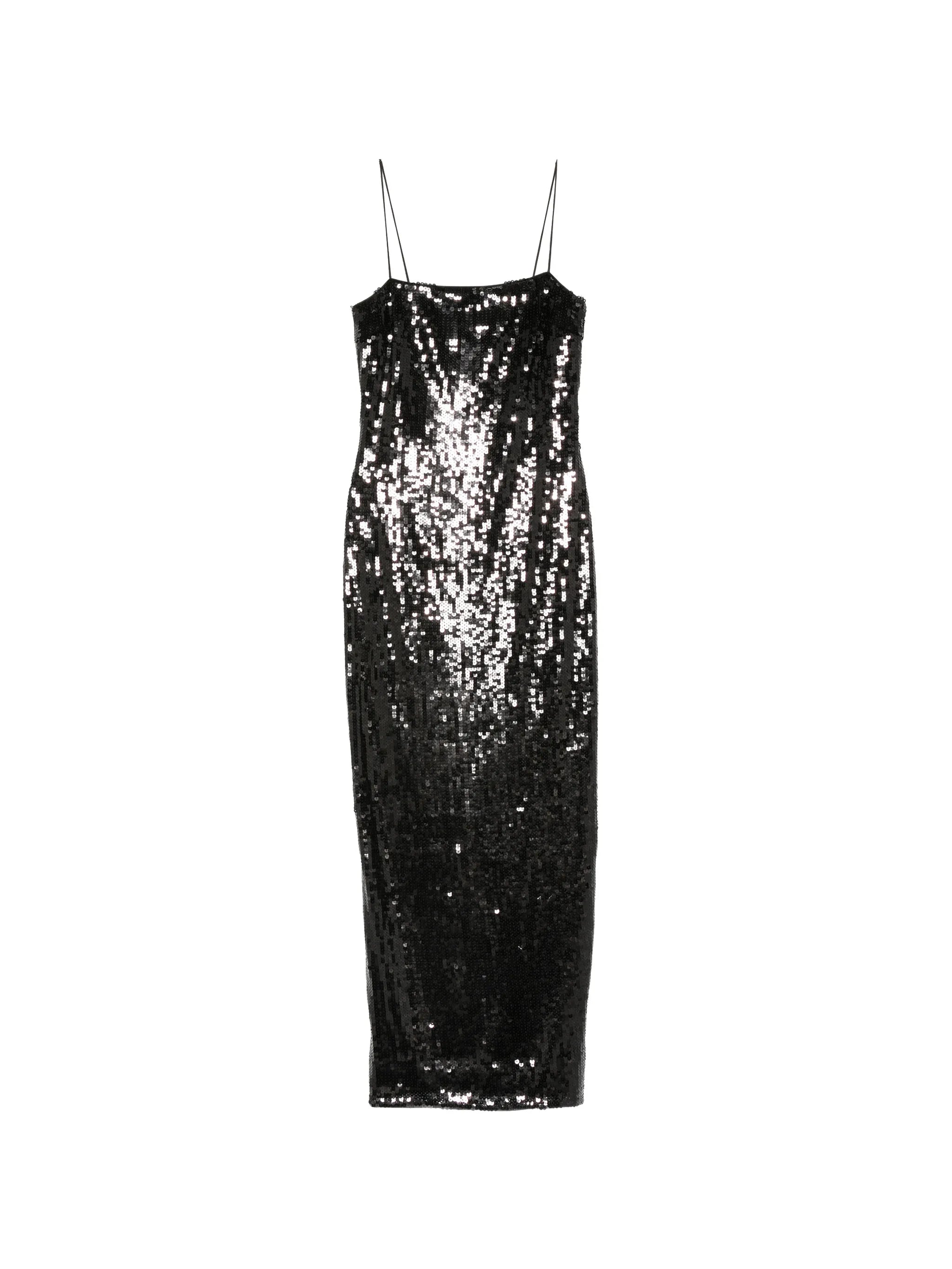 square-neck sequin-embellished midi dress