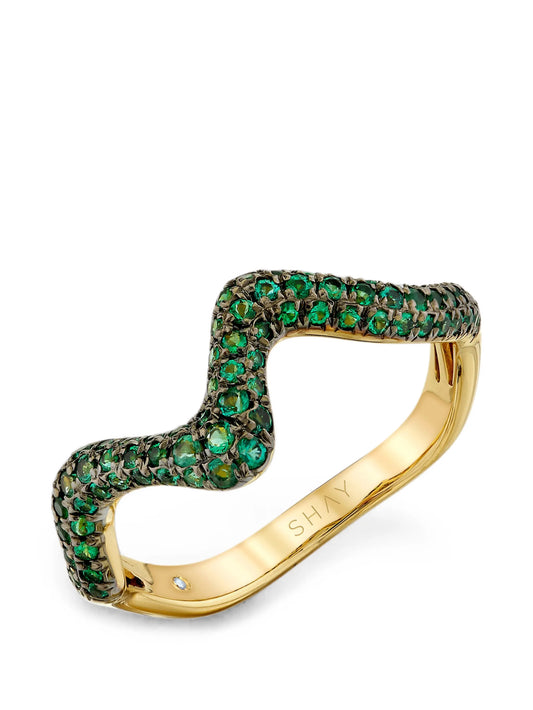 Wave emerald ring