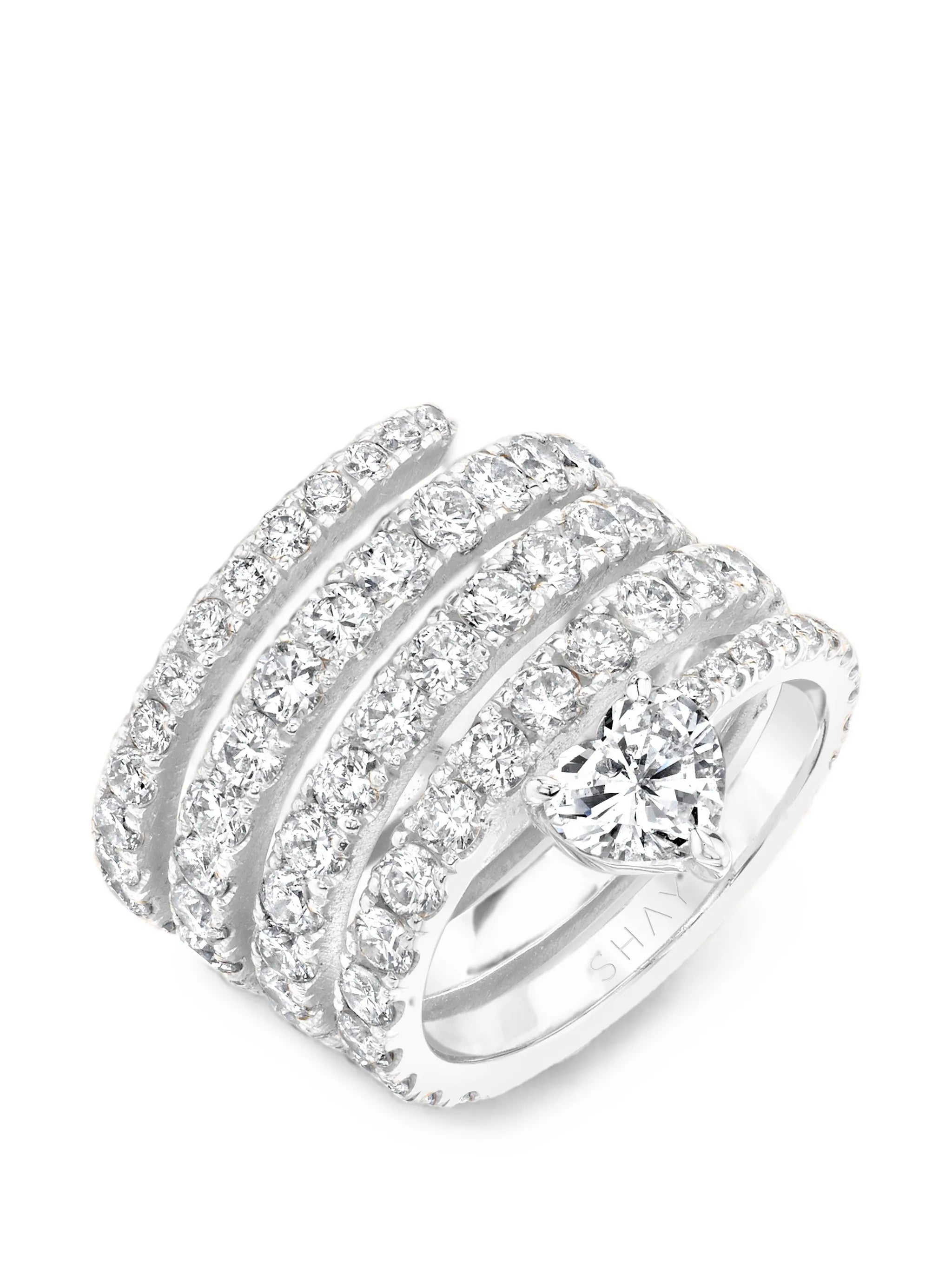 Spiral diamond ring