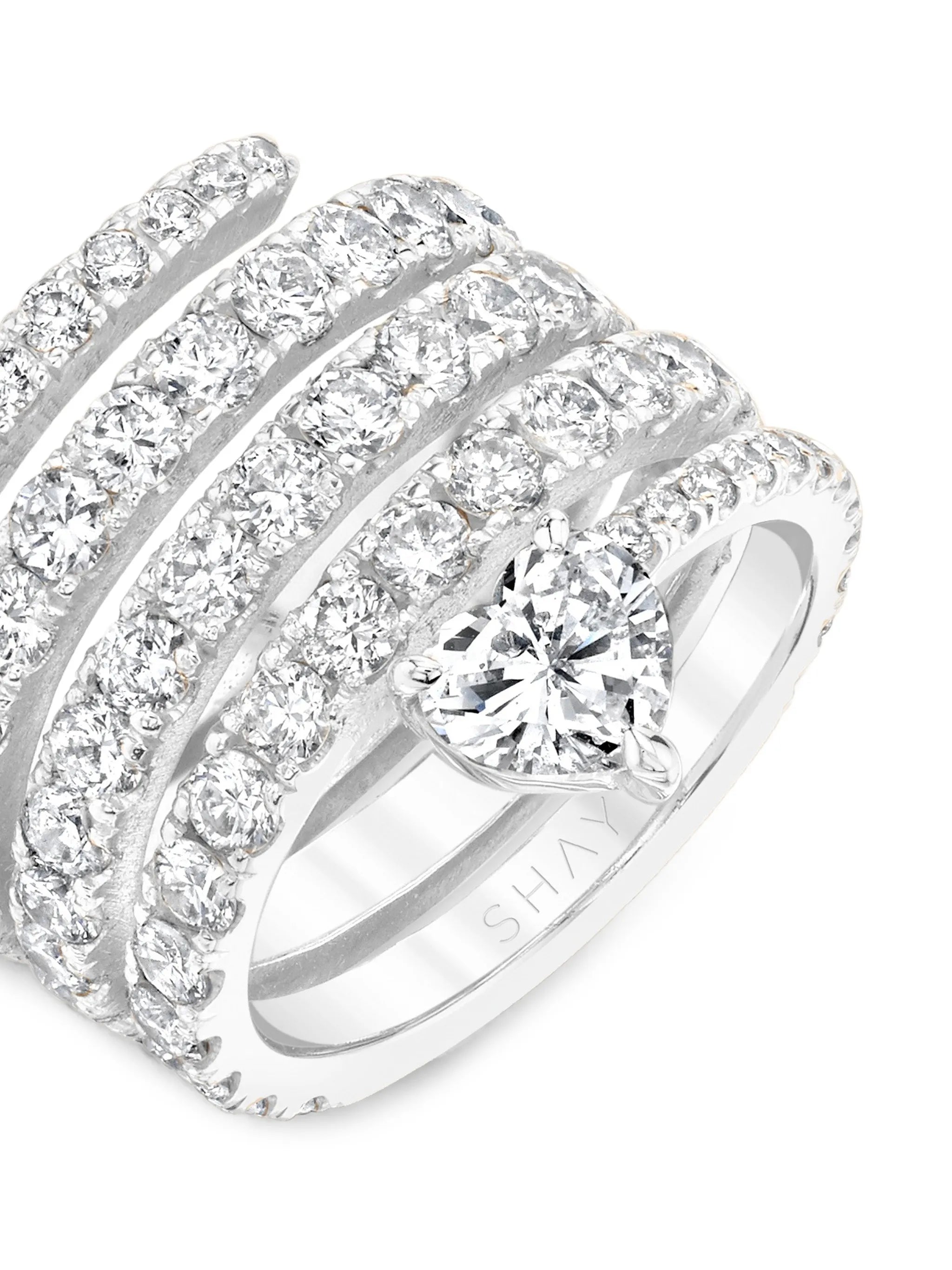 Spiral diamond ring