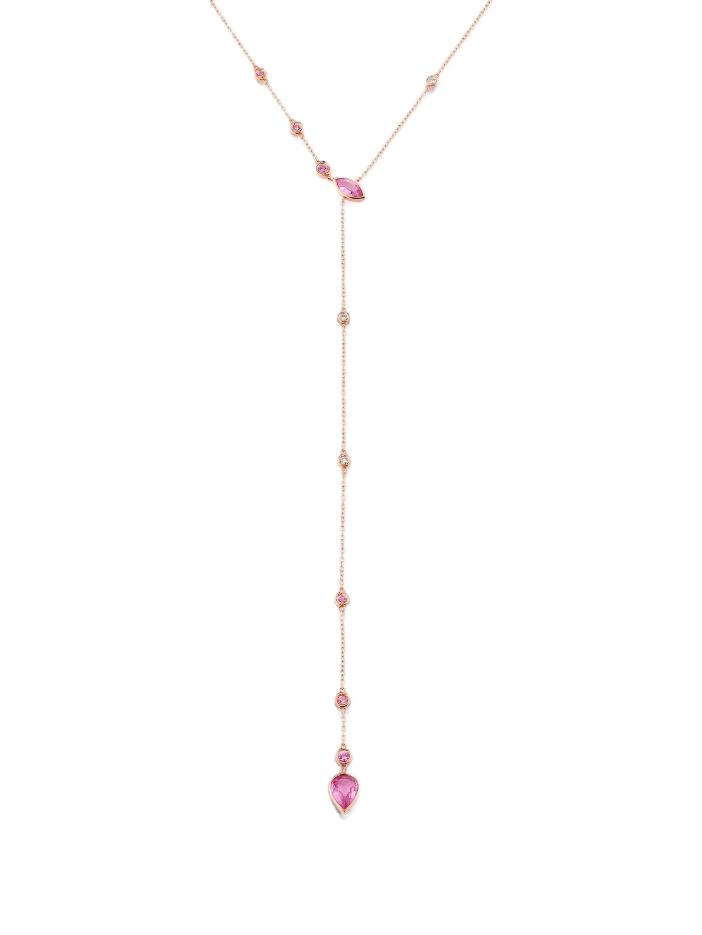 pink sapphire and diamond lariat necklace