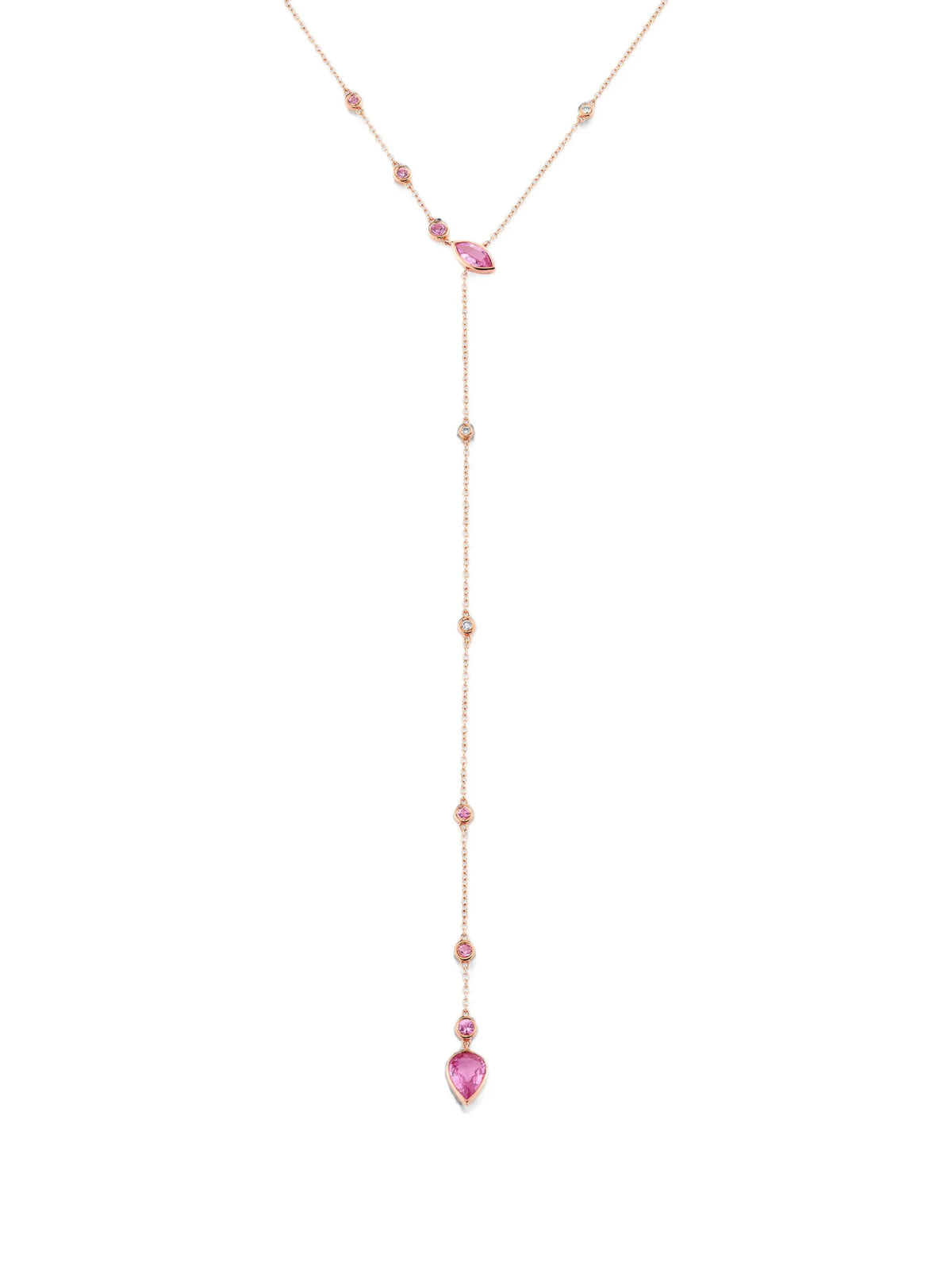 pink sapphire and diamond lariat necklace