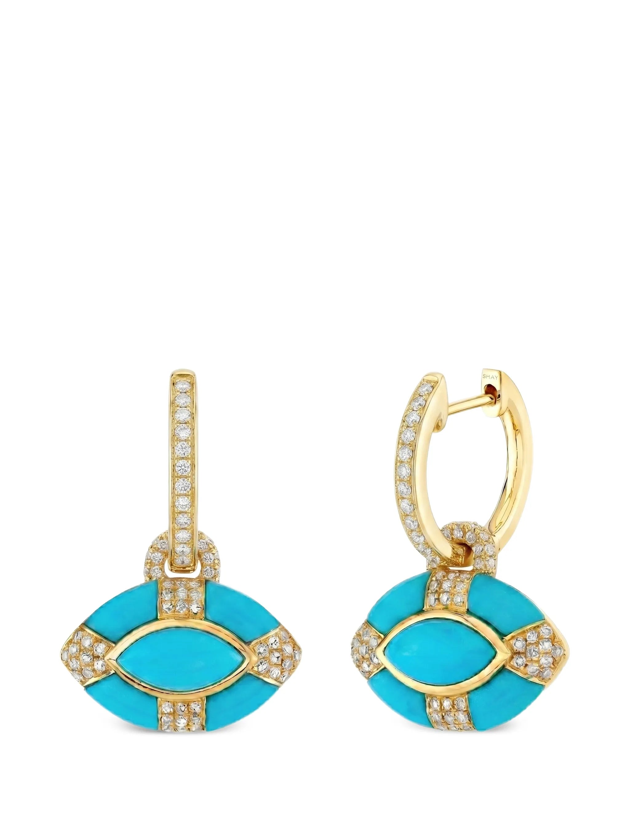 Evil Eye turquoise and diamond  earrings