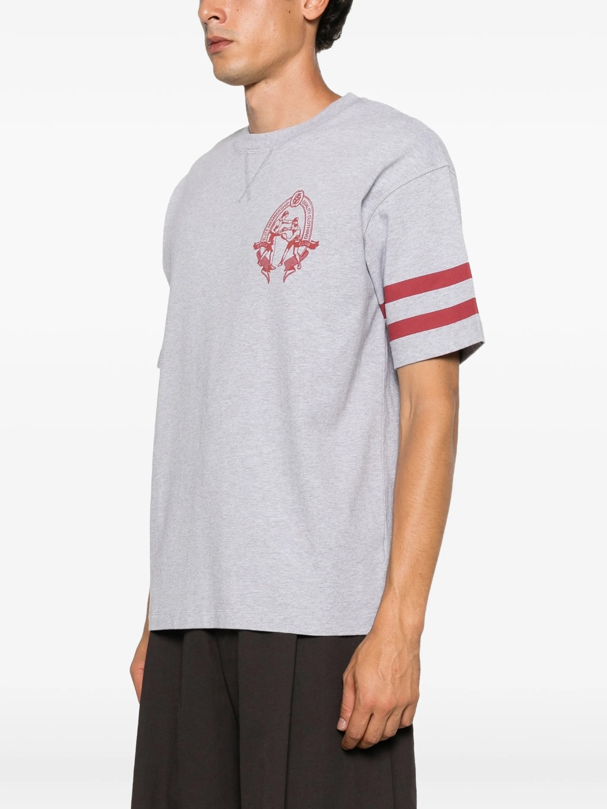 Boxers graphic-print striped-sleeve T-shirt