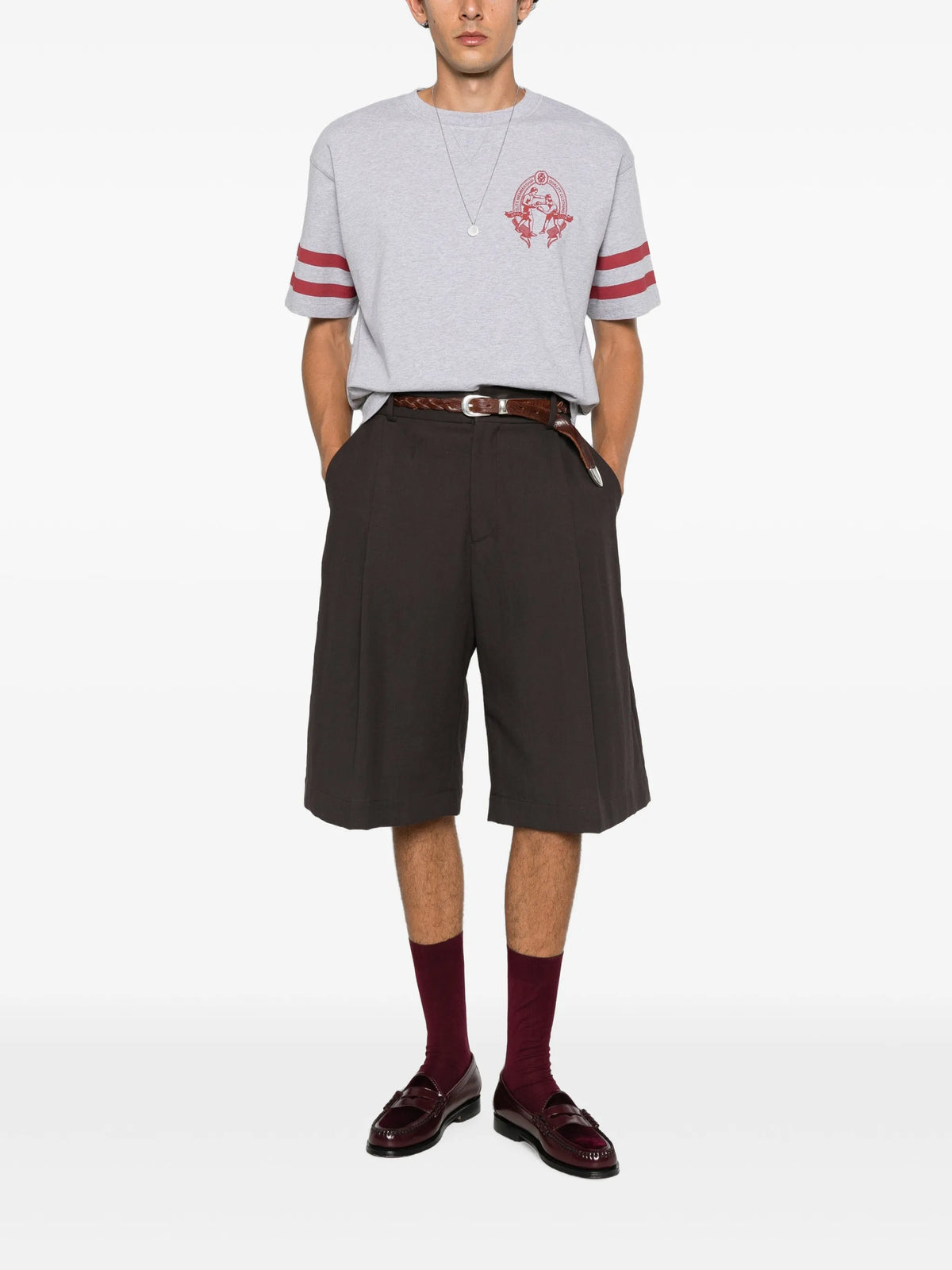 Boxers graphic-print striped-sleeve T-shirt