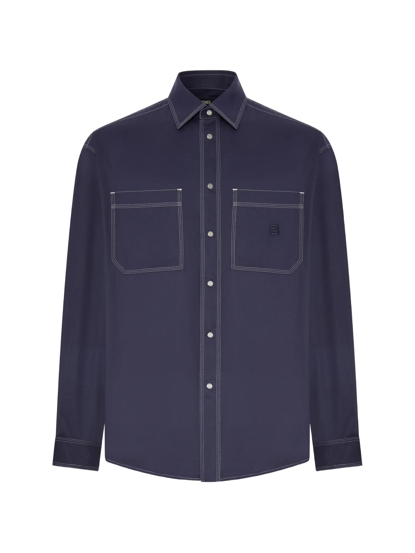 contrast-stitch logo-patch shirt