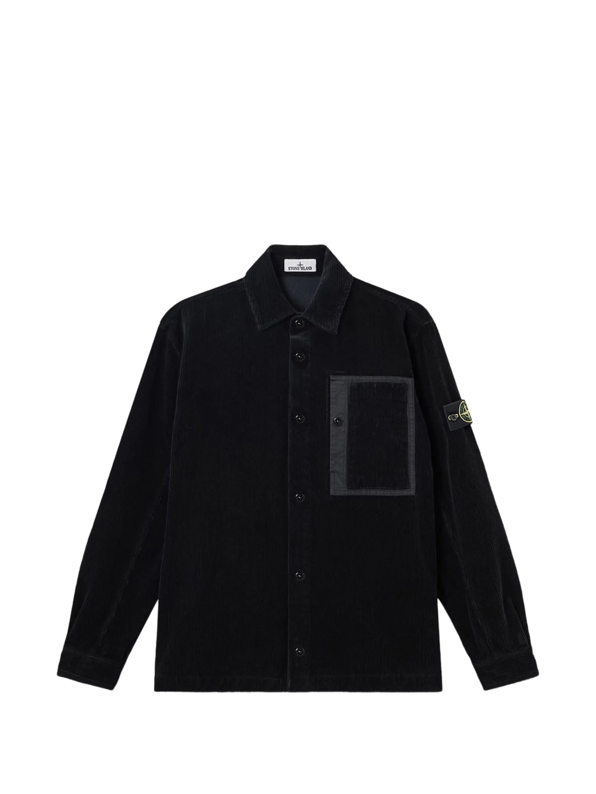 corduroy-texture chest-pocket shirt