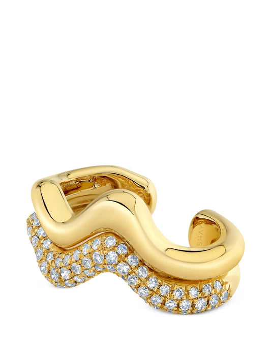 Wave diamond ear cuff