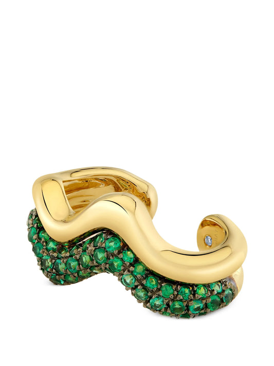 Wave emerald ear cuff