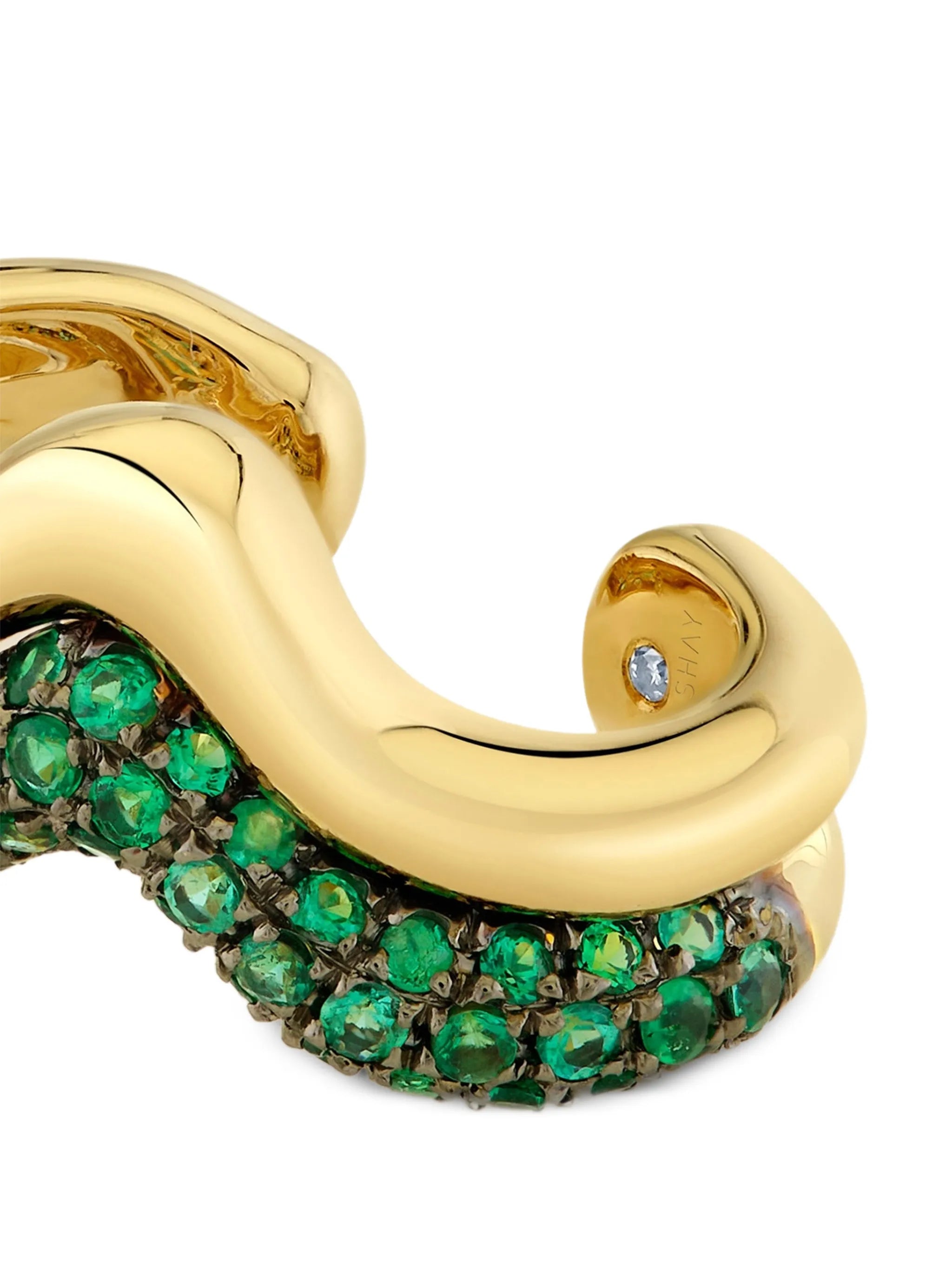 Wave emerald ear cuff