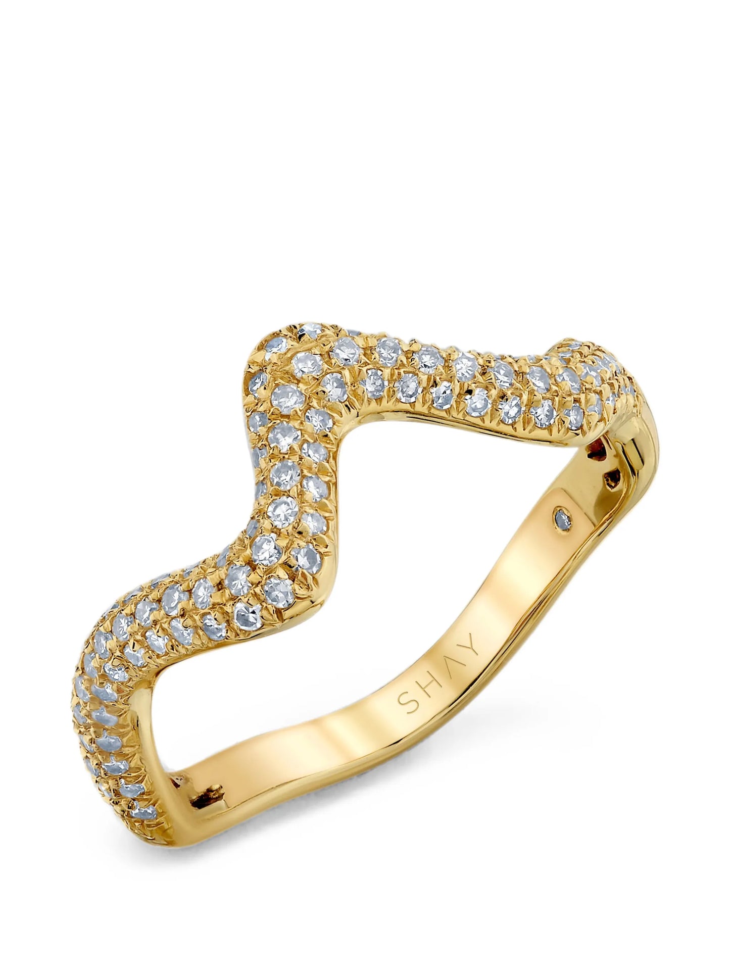 Wave diamond ring
