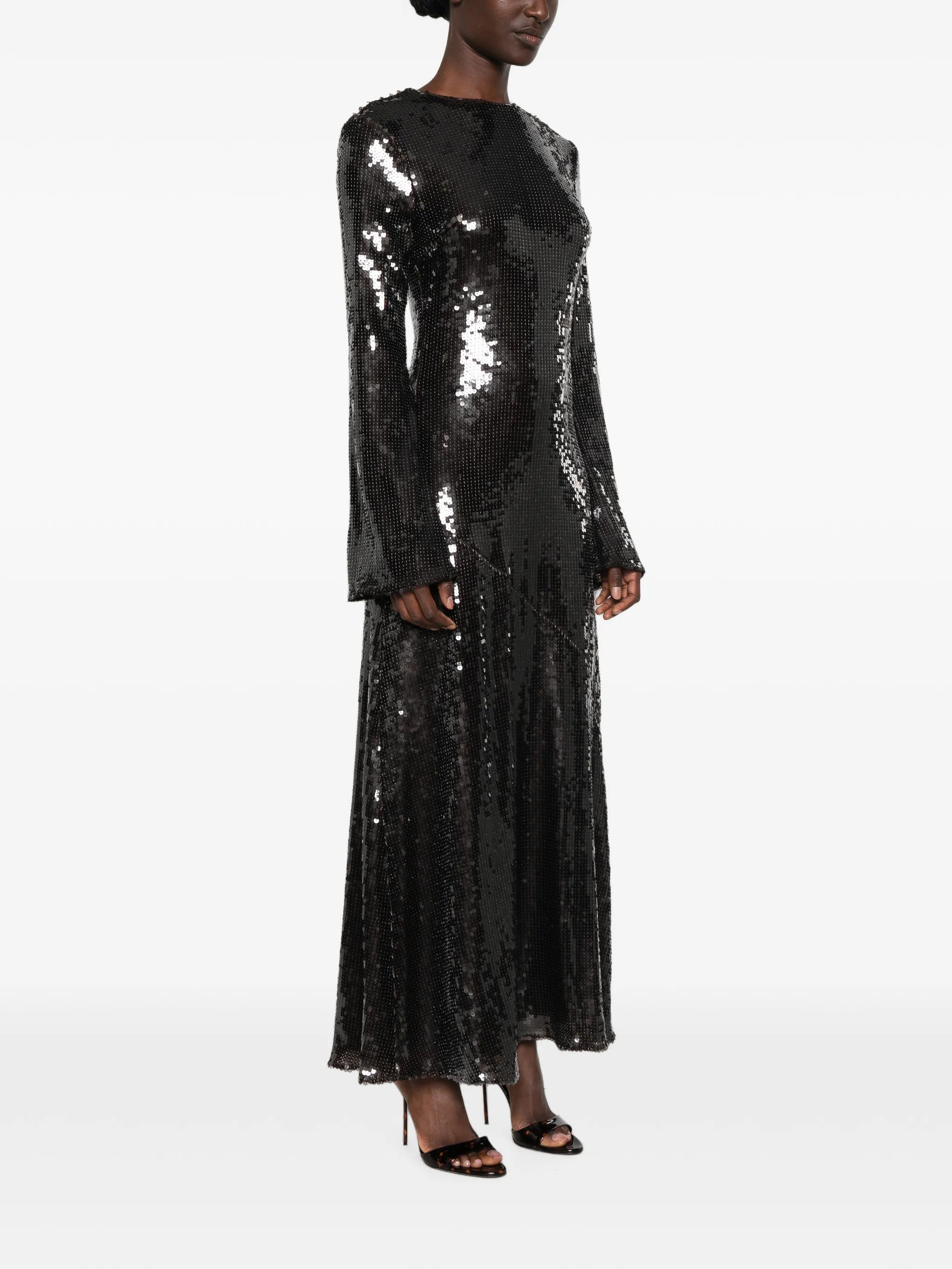 sequin-embellished long-sleeve maxi dress