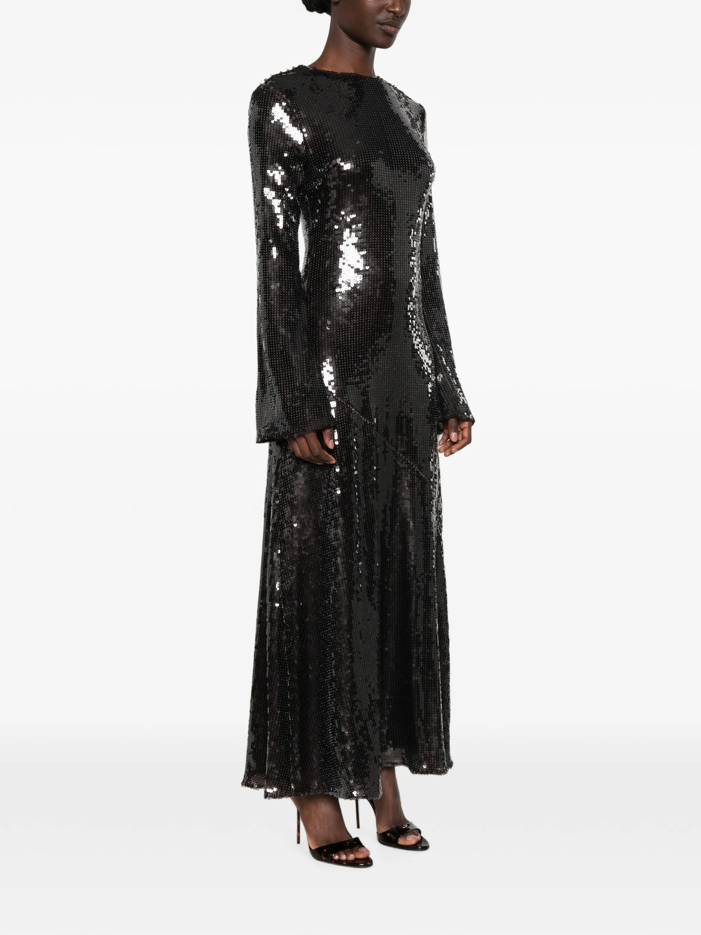 sequin-embellished long-sleeve maxi dress