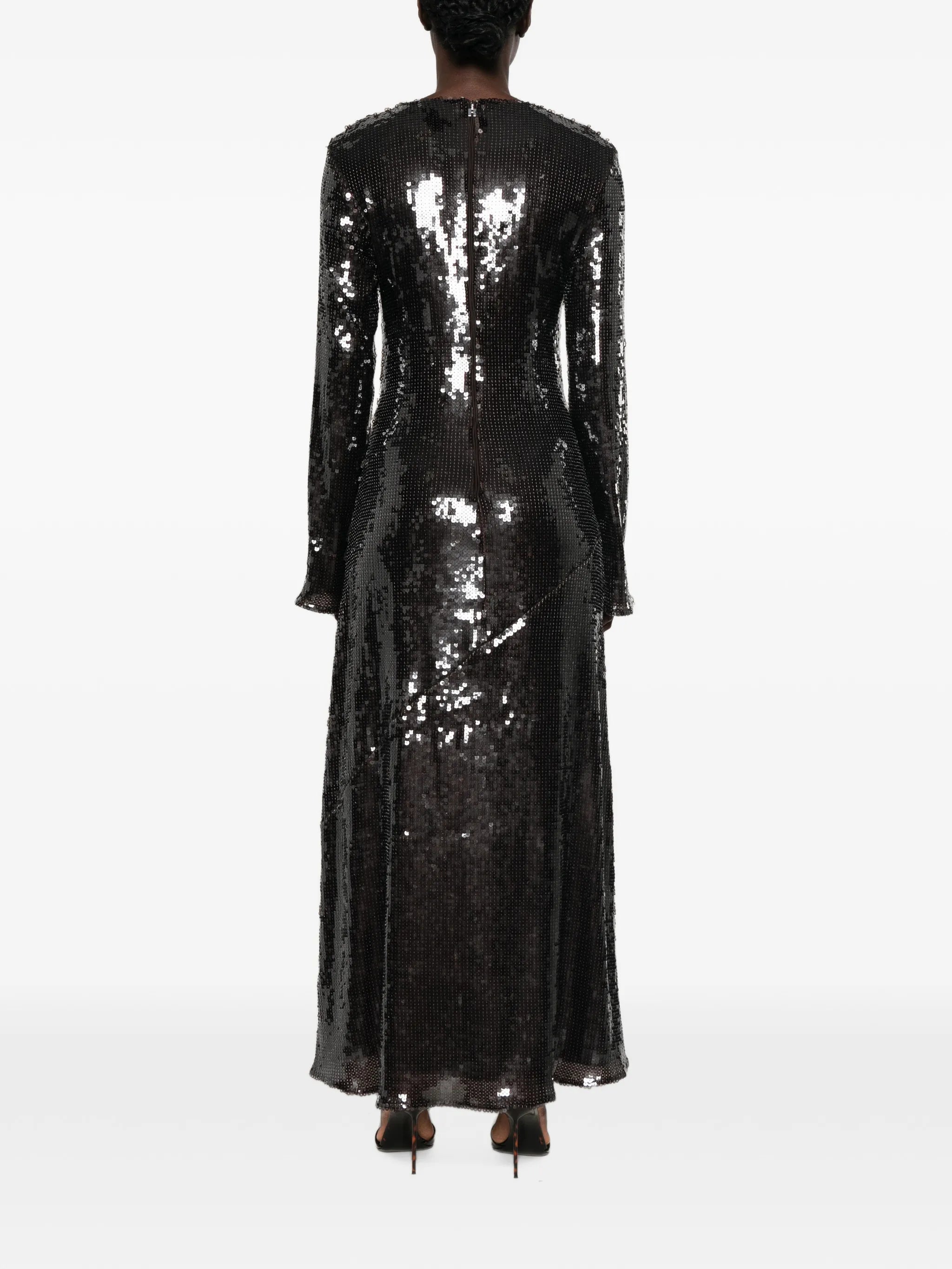 sequin-embellished long-sleeve maxi dress