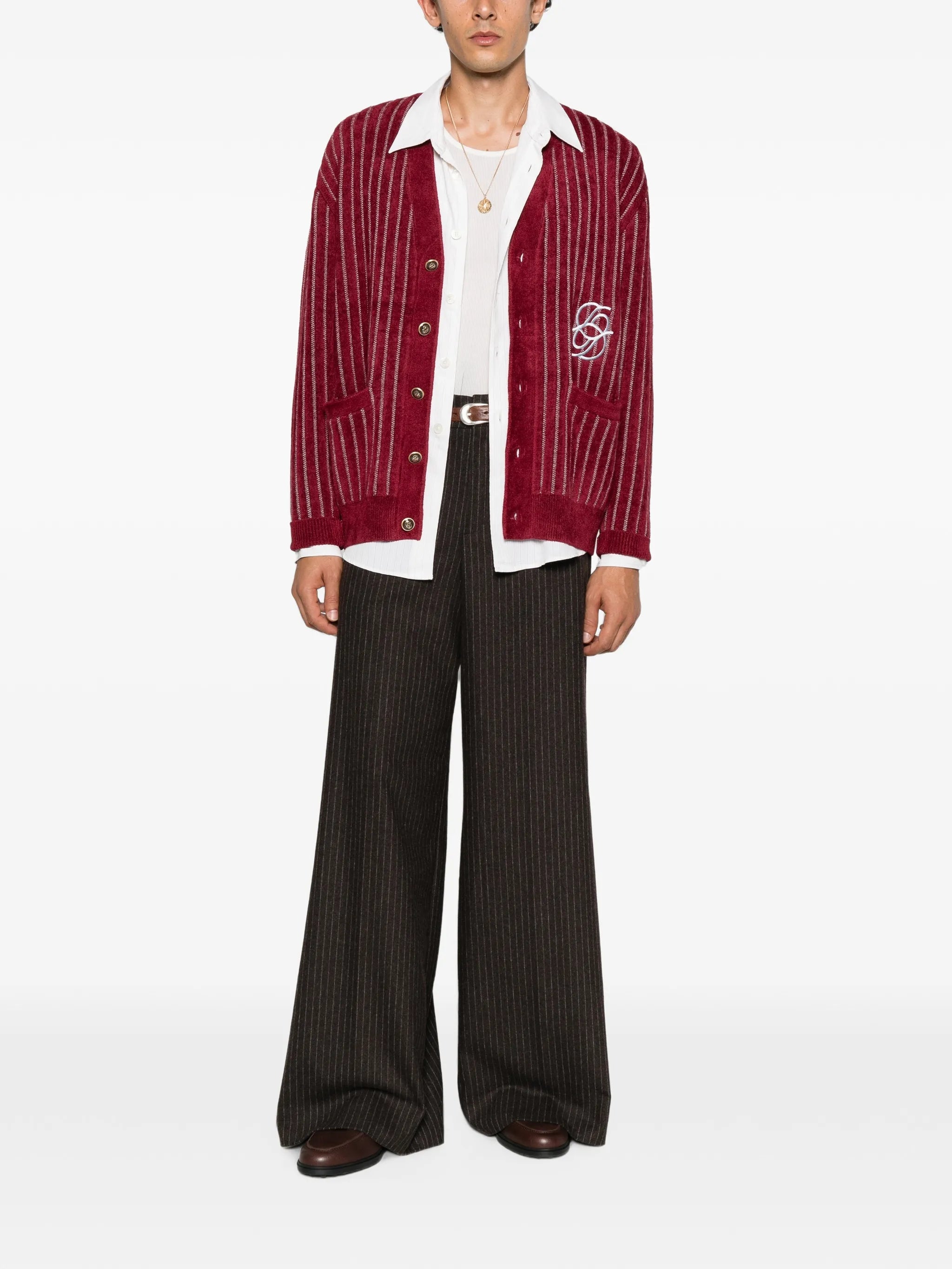 Mirror monogram pinstripe cardigan