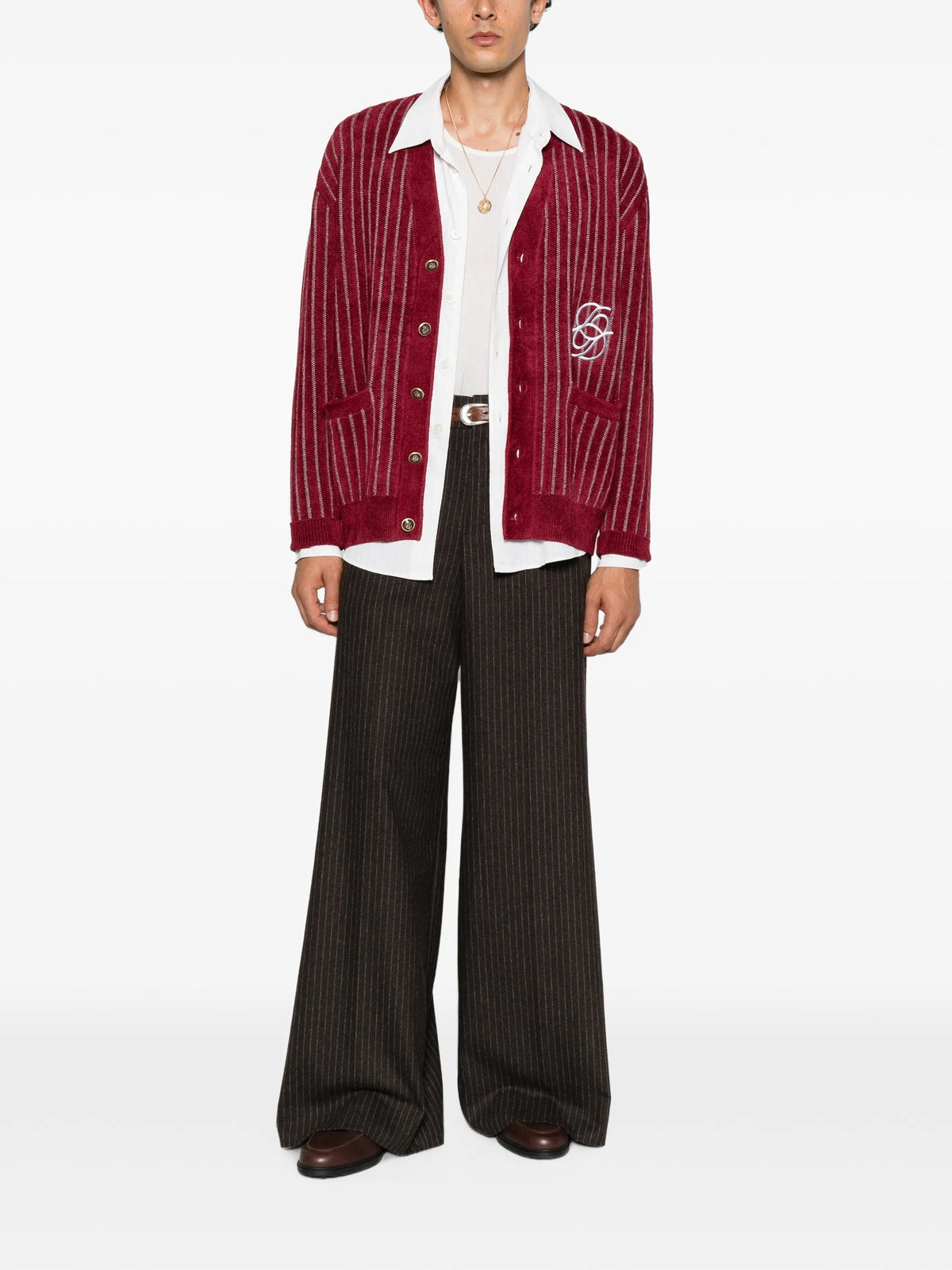 Mirror monogram pinstripe cardigan