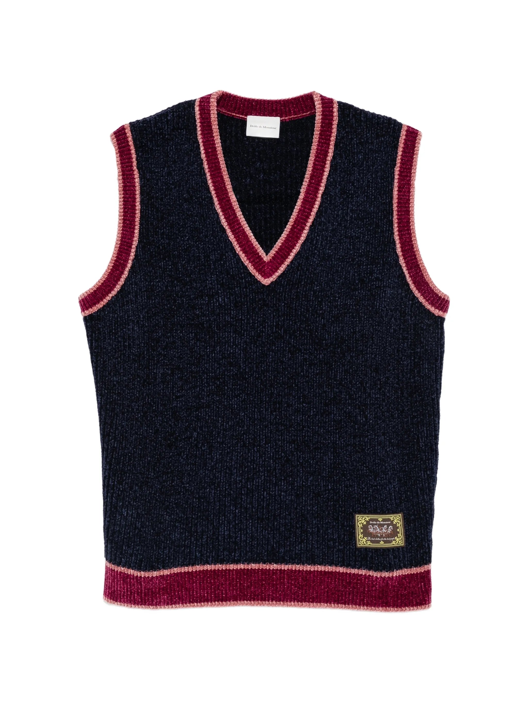 horse-patch V-neck vest