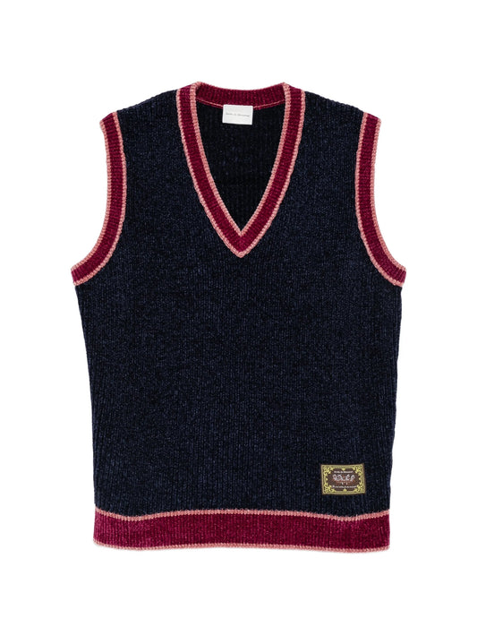 horse-patch V-neck vest