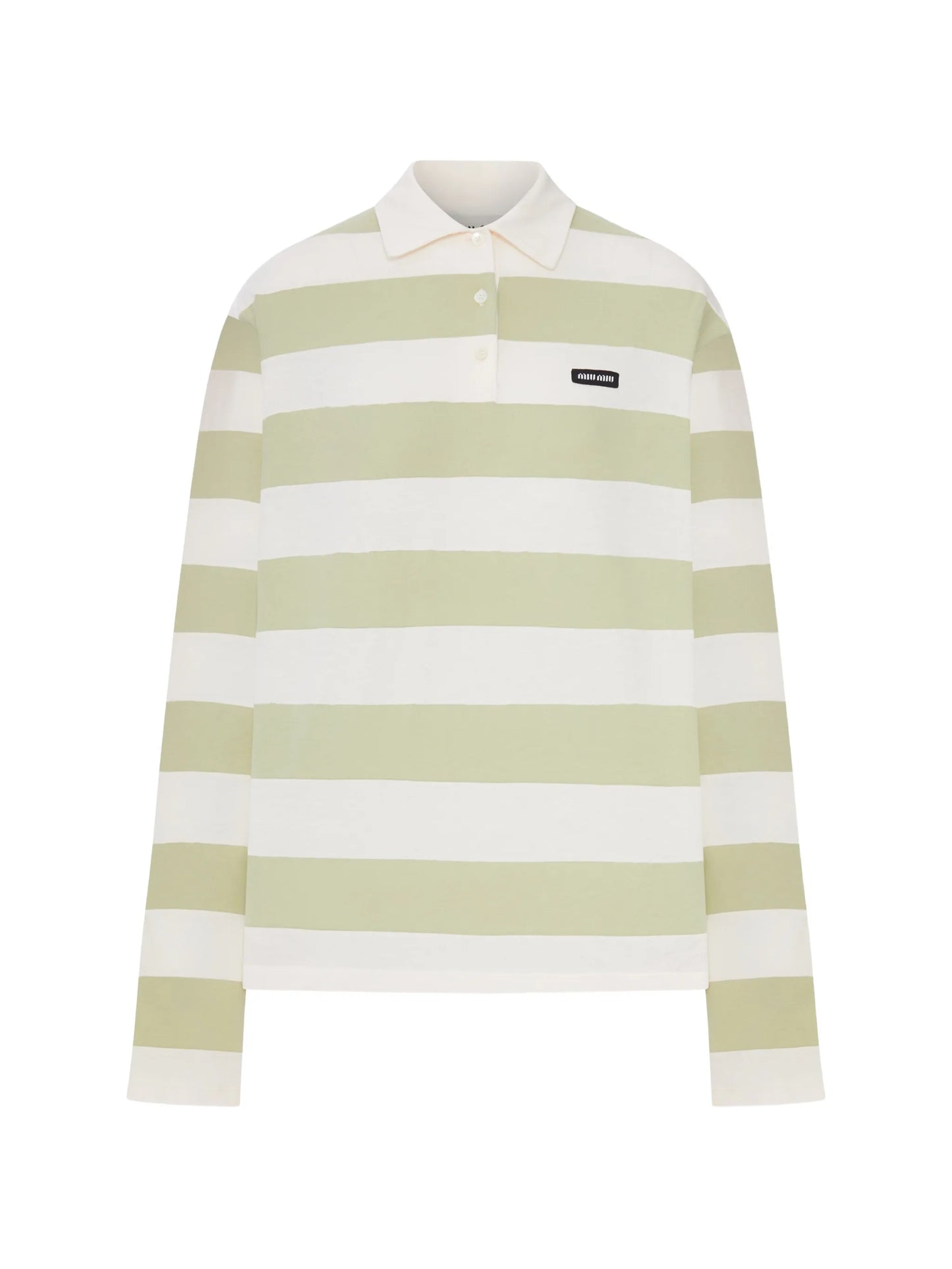 striped jersey long-sleeve polo top