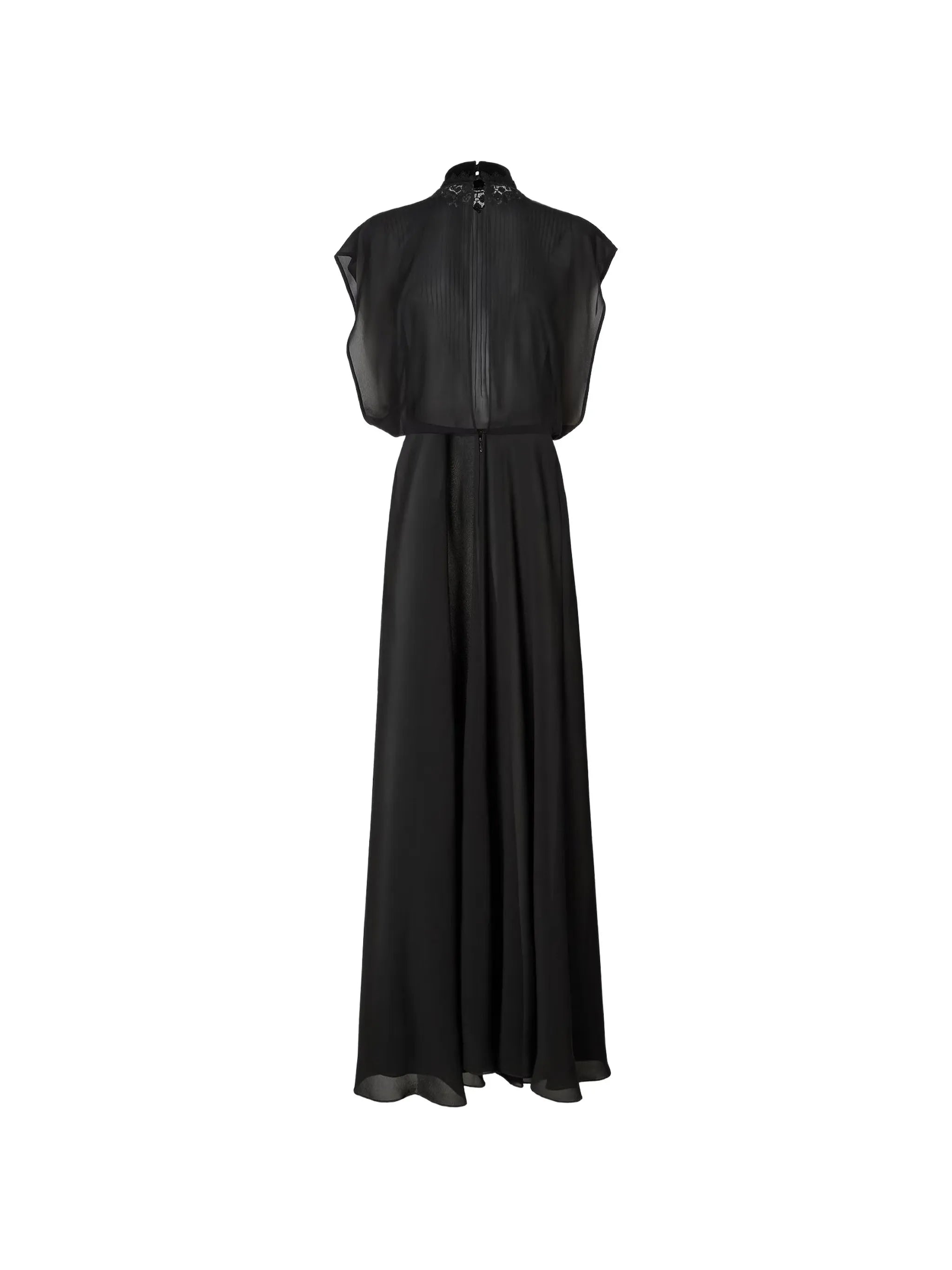 lace-trimmed pintuck-pleated dress