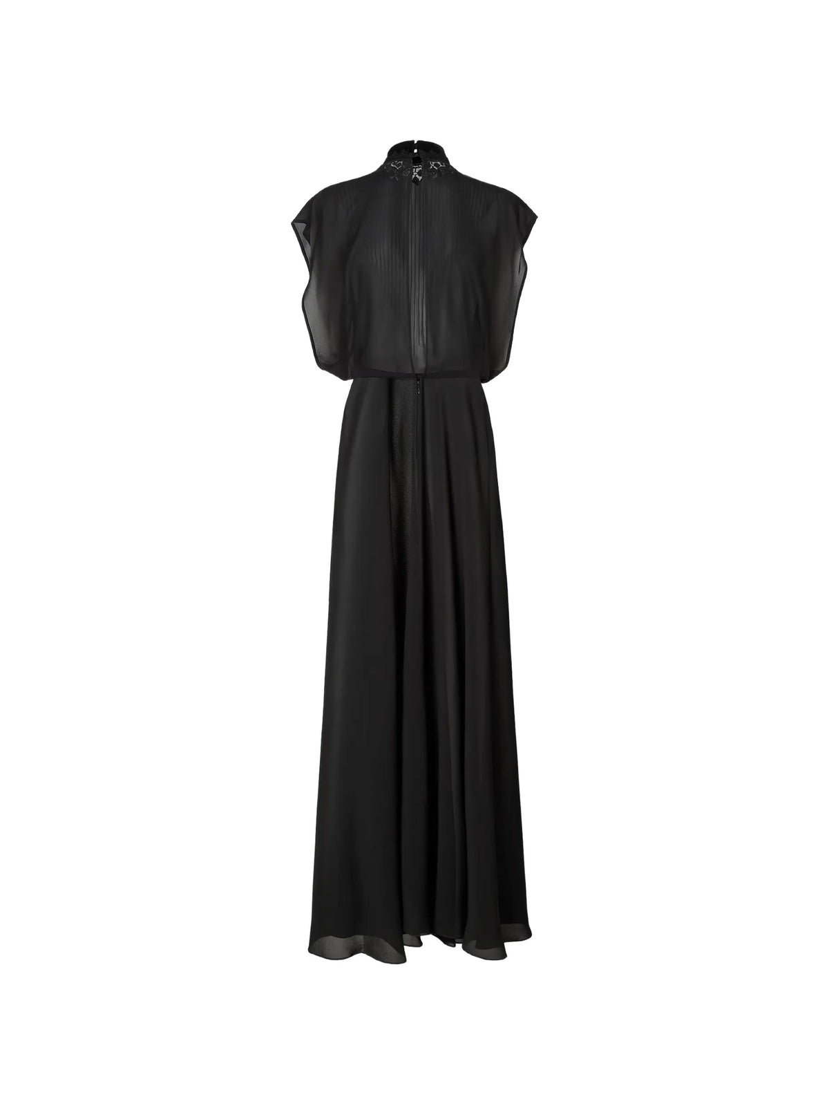 lace-trimmed pintuck-pleated dress