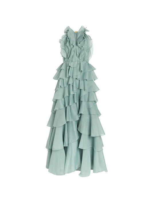 ruffled tiered maxi dress