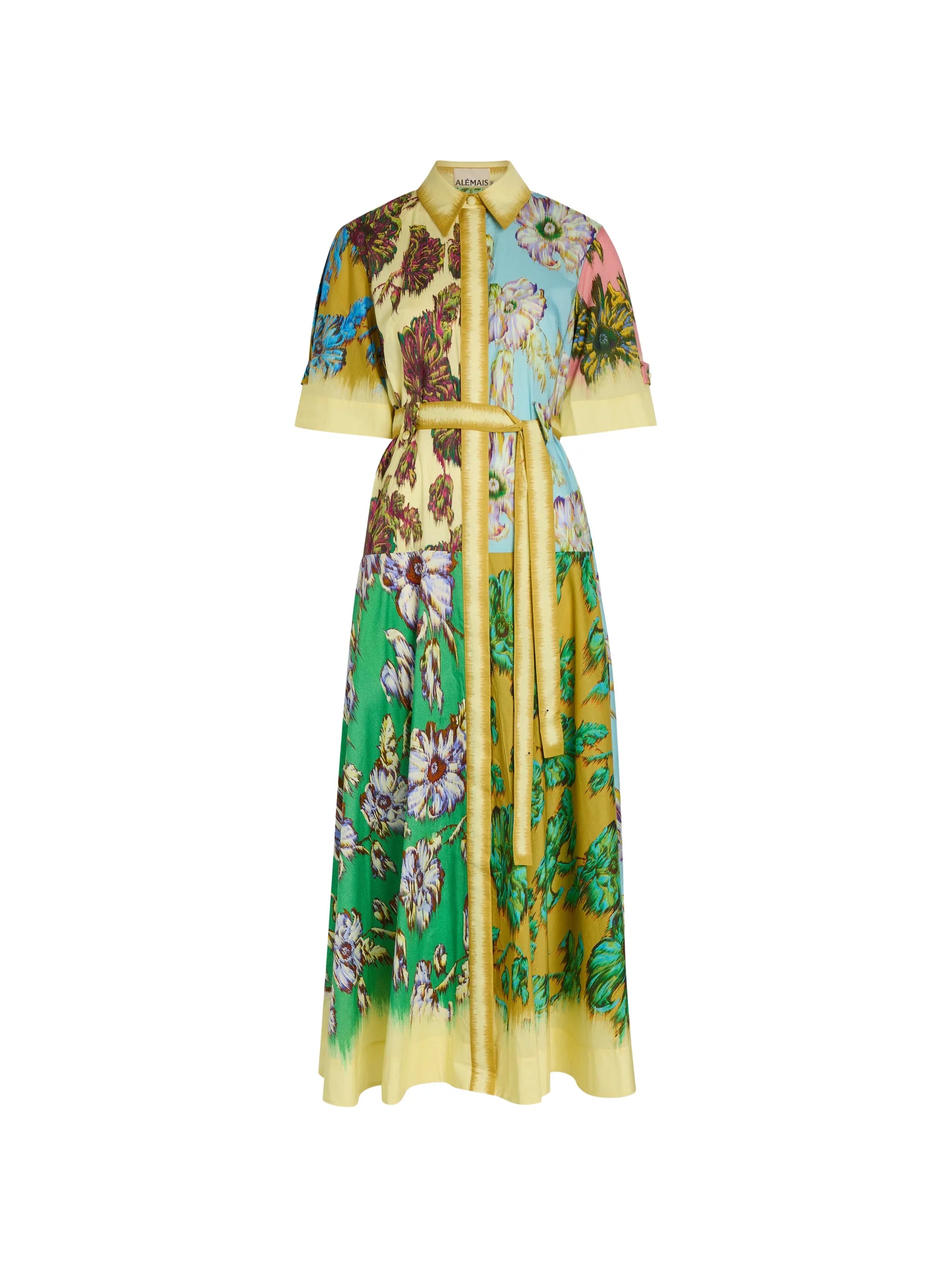Jerry floral-print belted maxi shirt dress