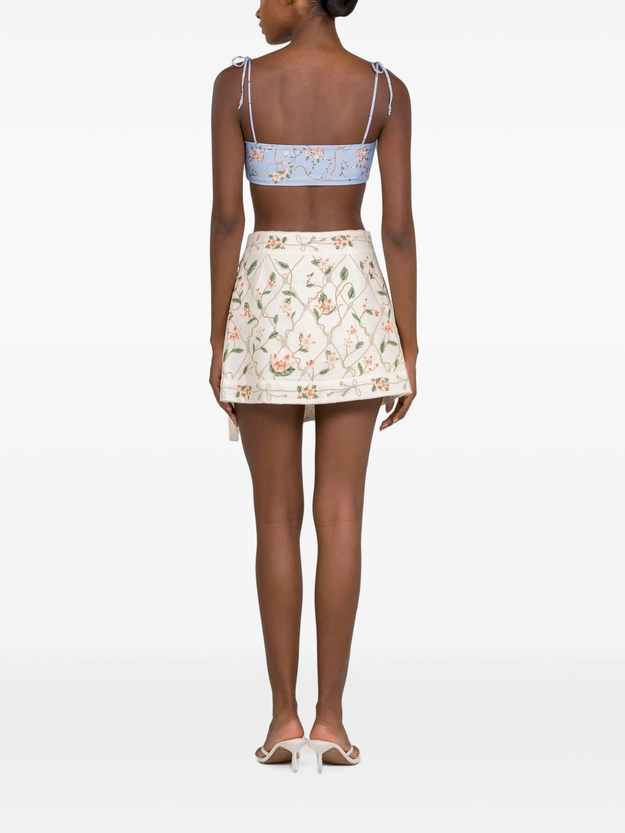Luna floral-print mini wrap skirt