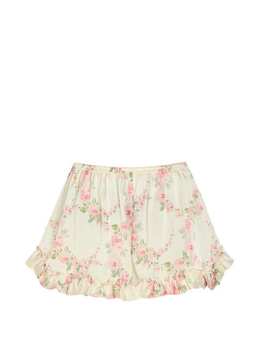 floral-print ruffled shorts