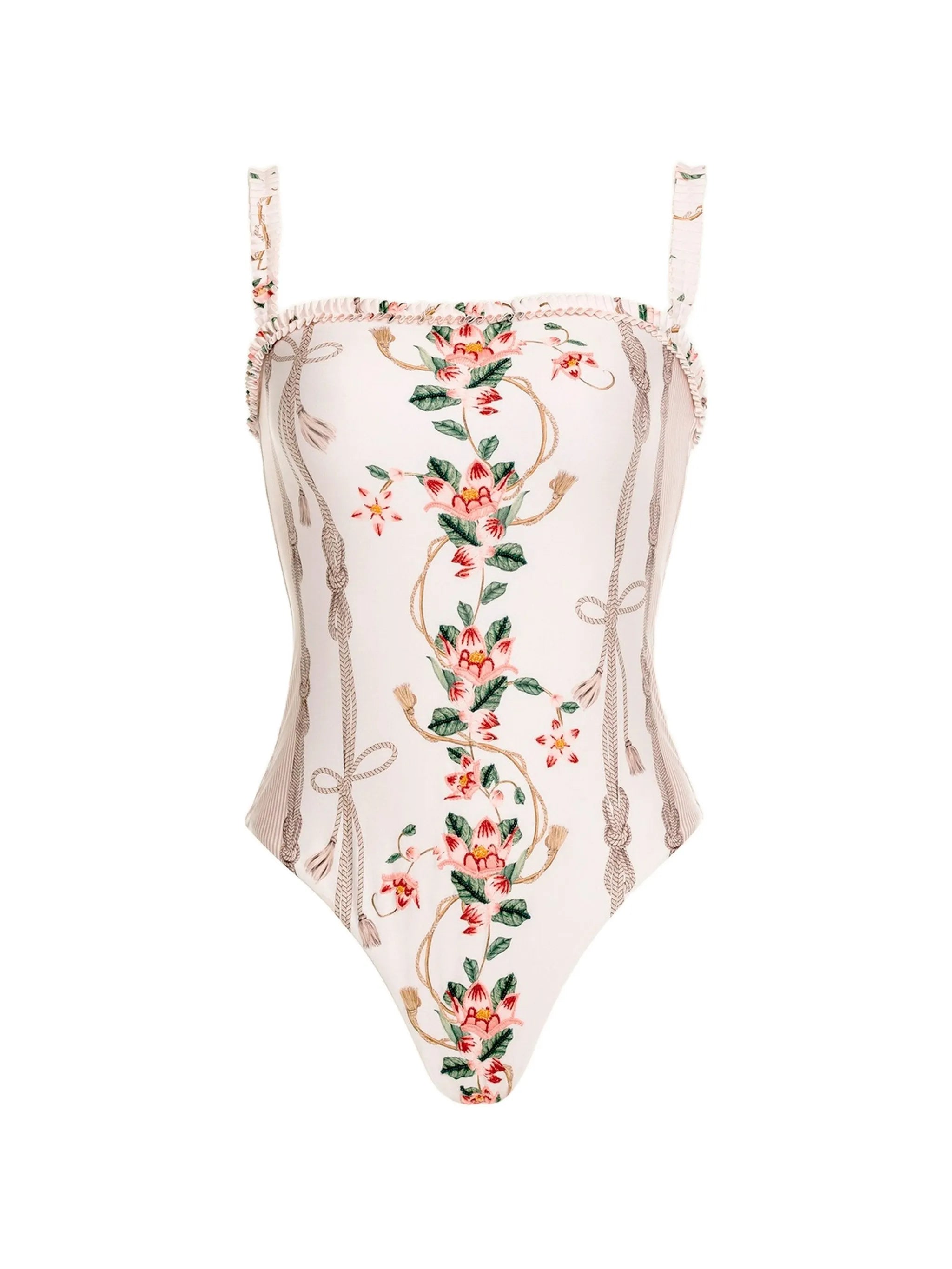 Limon Navegante floral-print ruffled swimsuit