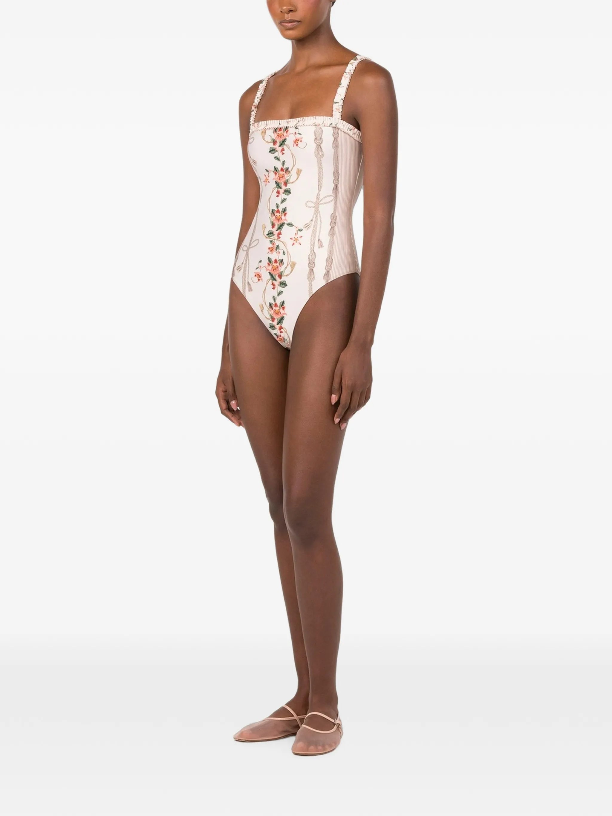 Limon Navegante floral-print ruffled swimsuit