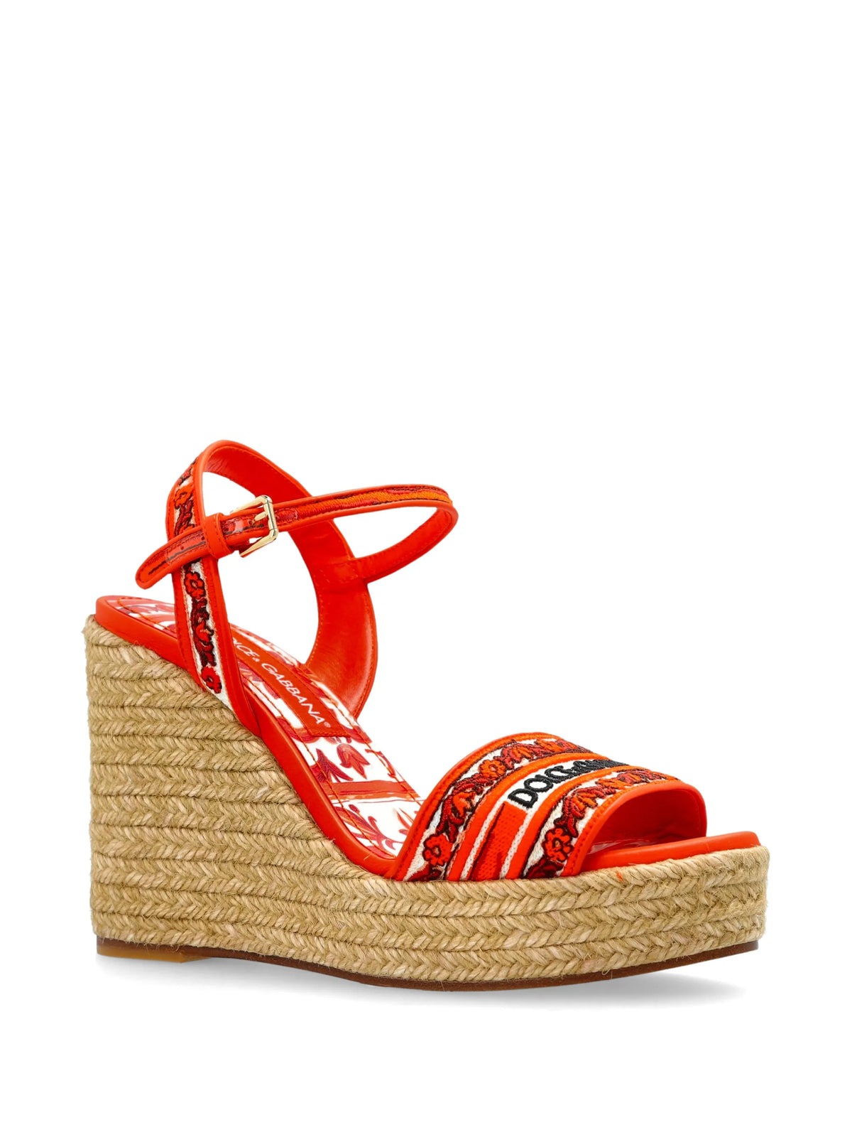 wedge sandals with Majolica embroidery