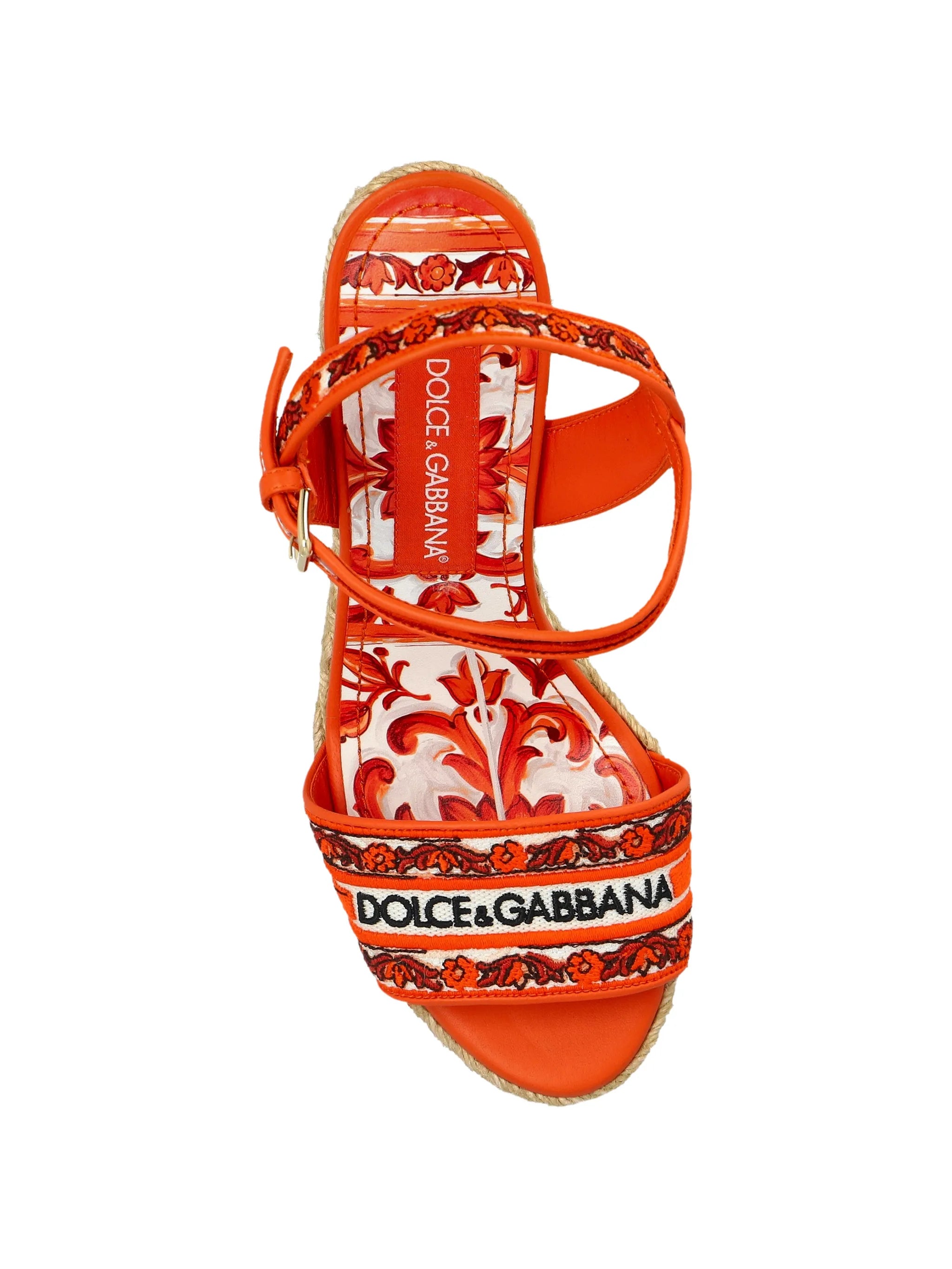 wedge sandals with Majolica embroidery