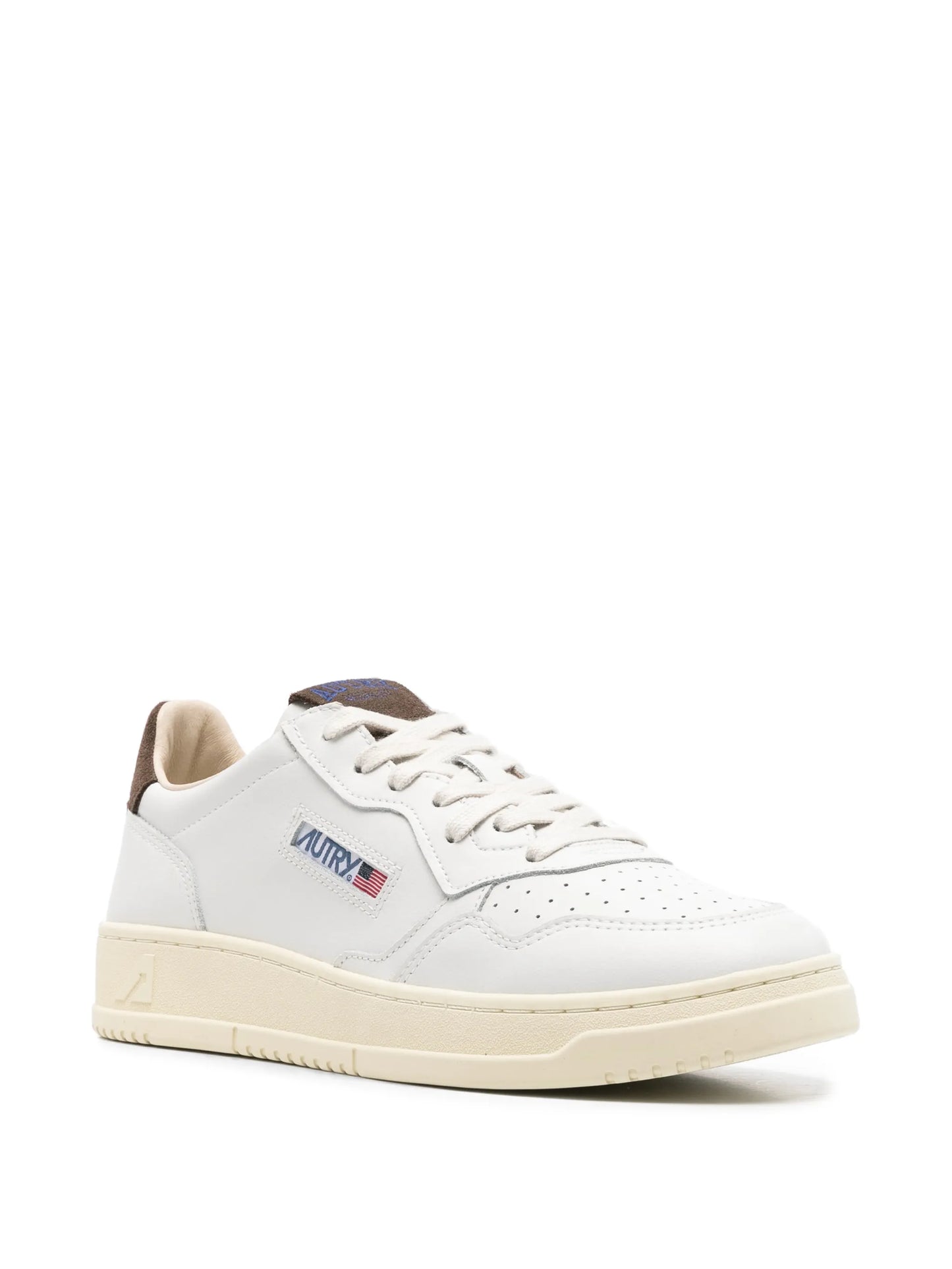 perforated-toe suede-trim sneakers