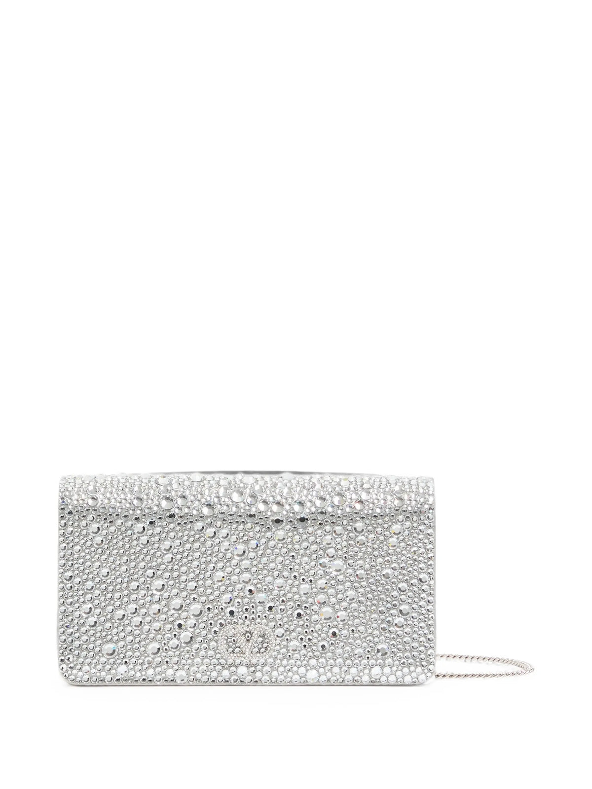 VLogo Signature crystal-embellished clutch bag