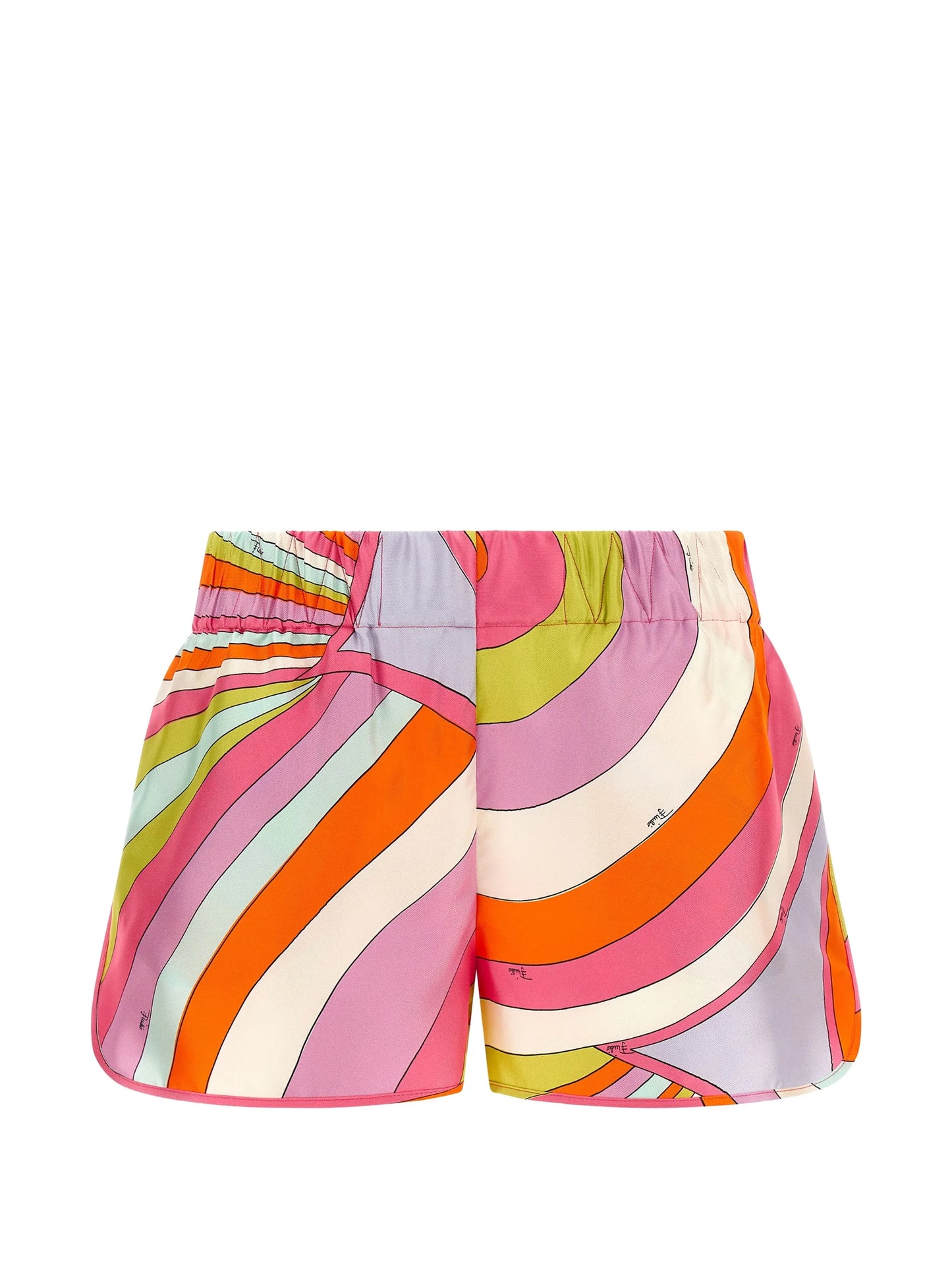 Iride-print silk shorts